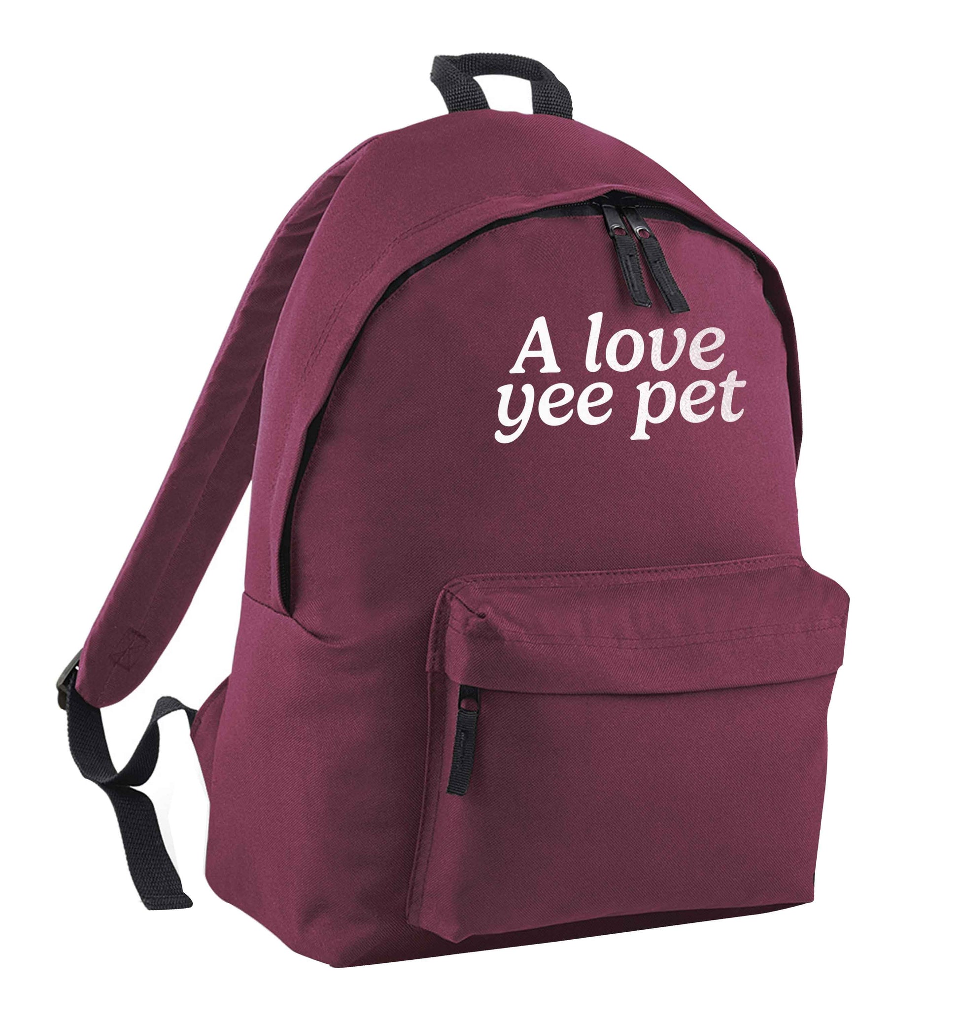 A love yee pet maroon adults backpack
