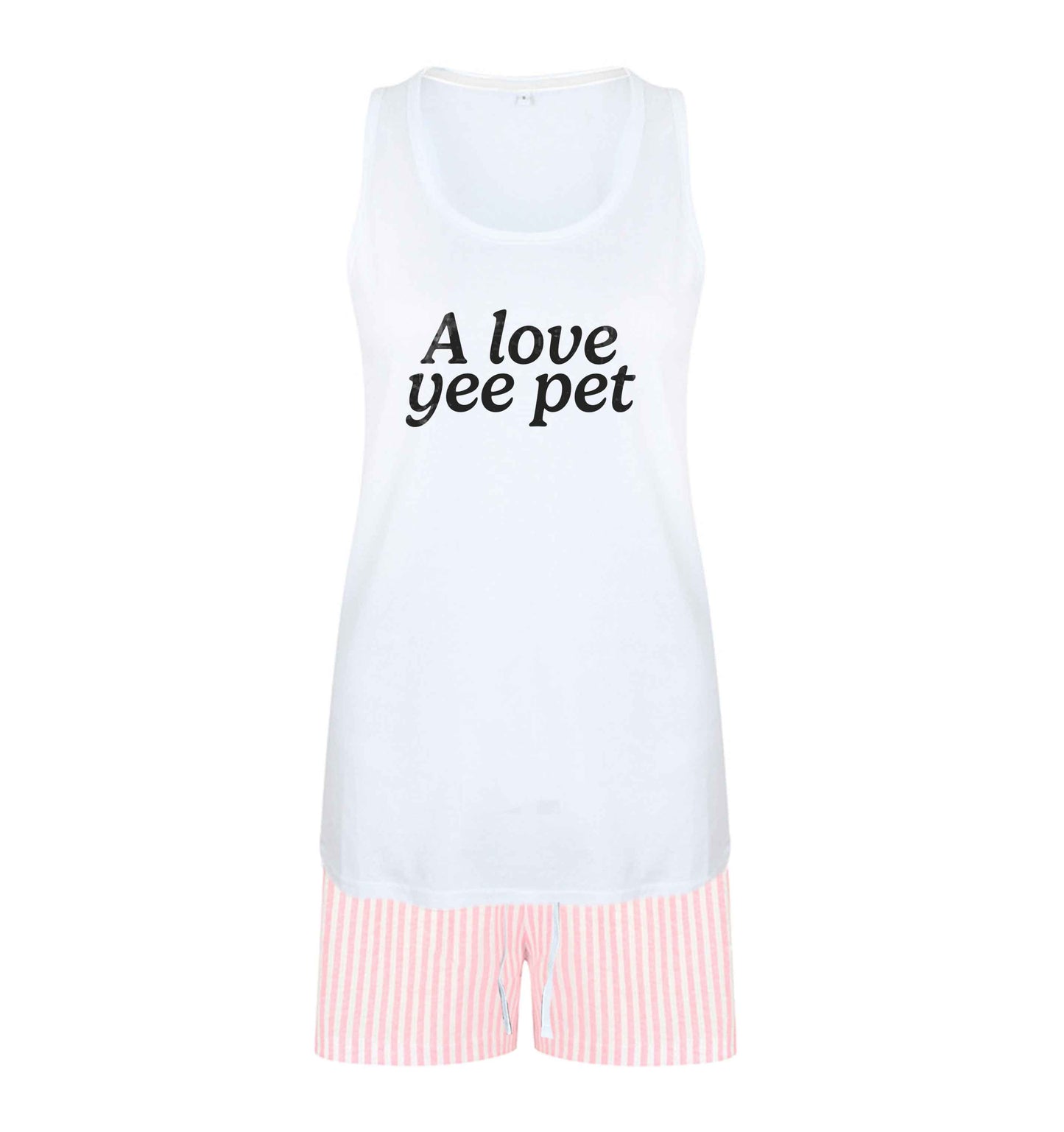A love yee pet size XL women's pyjama shorts set in pink 