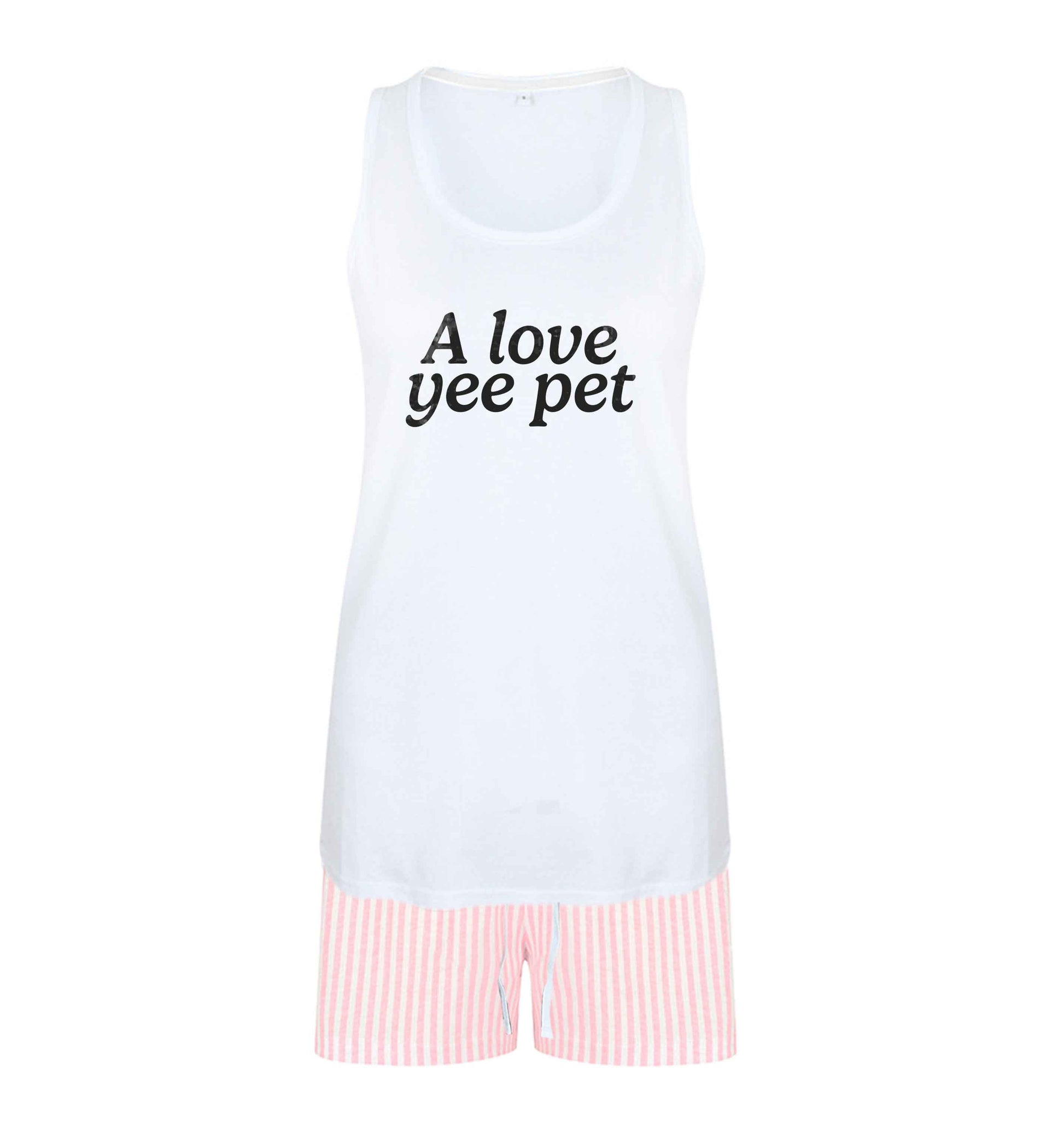 A love yee pet size XL women's pyjama shorts set in pink 