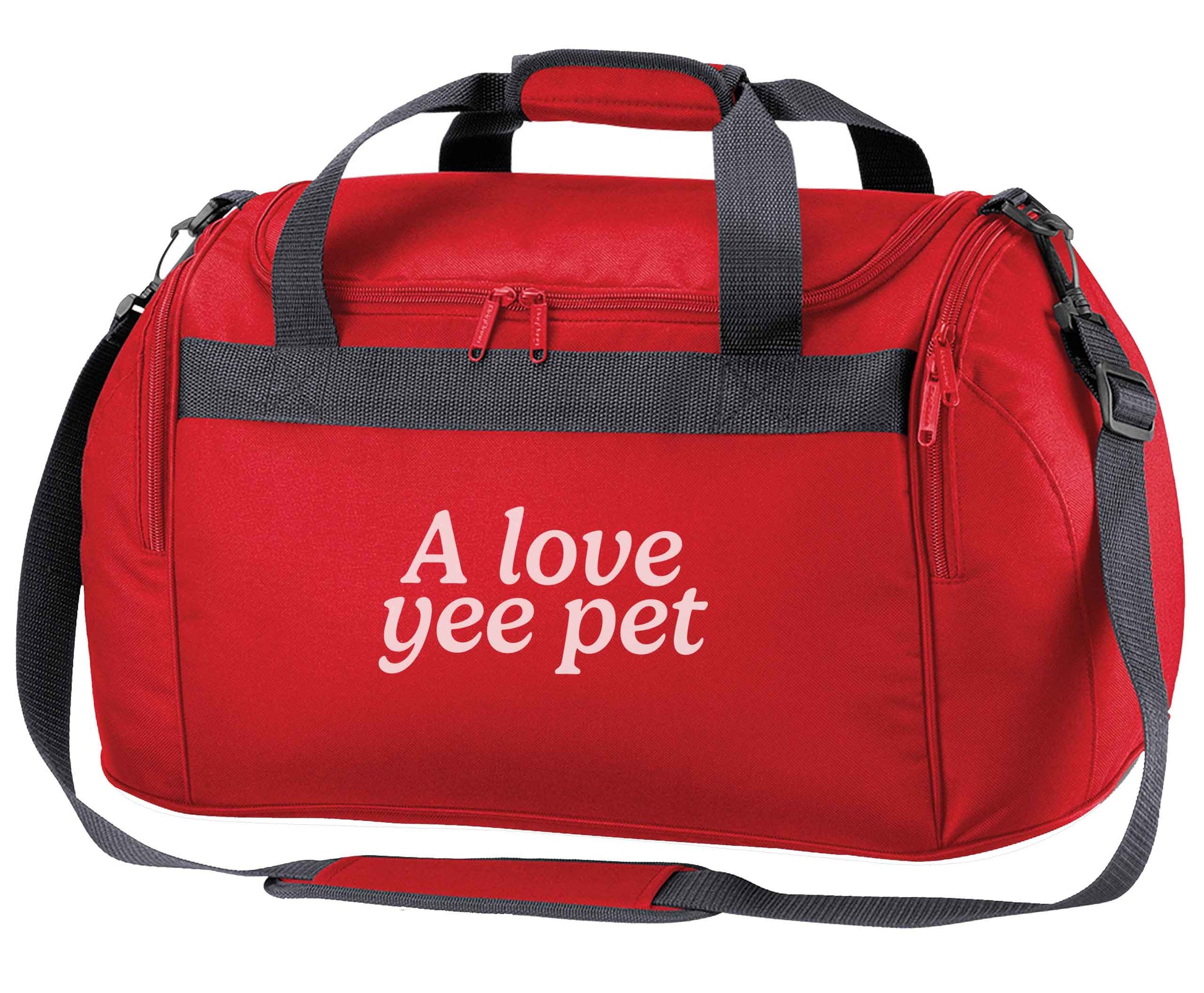 A love yee pet red holdall / duffel bag