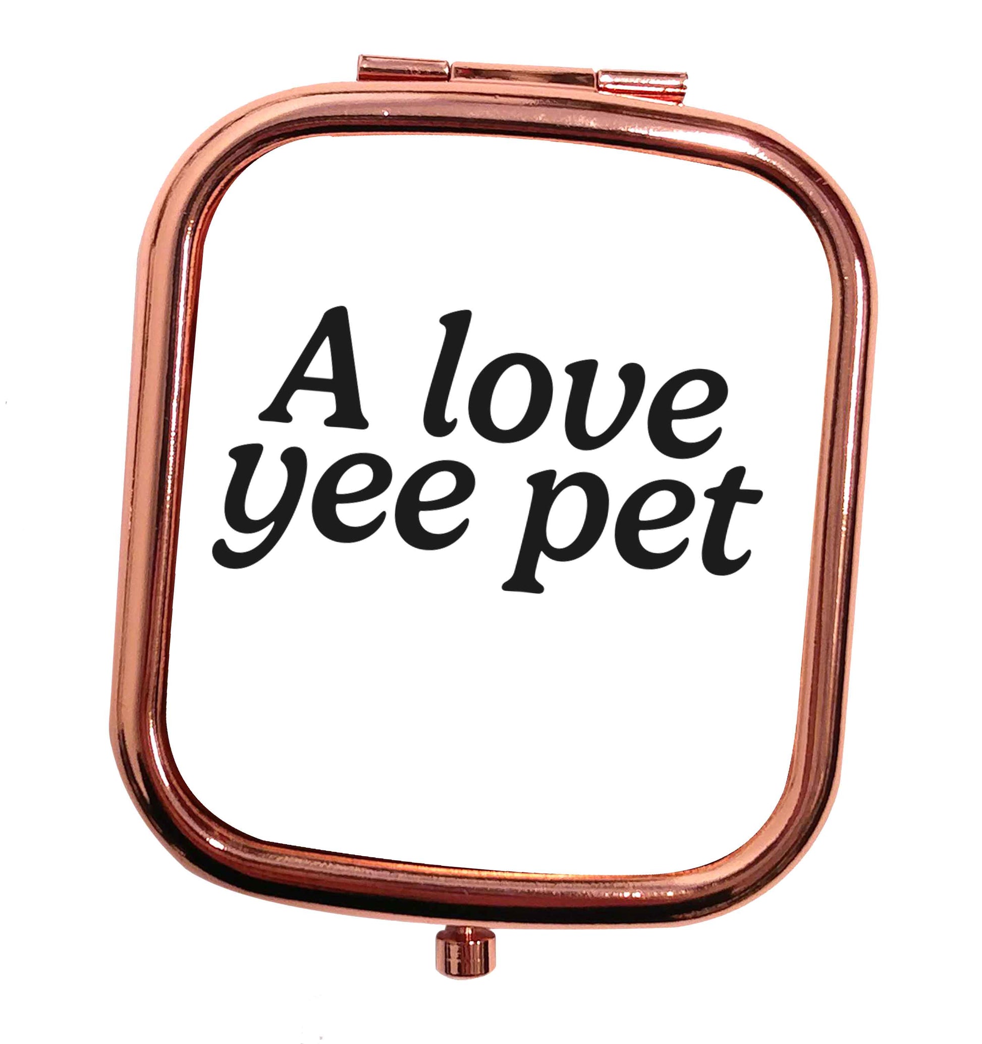 A love yee pet rose gold square pocket mirror