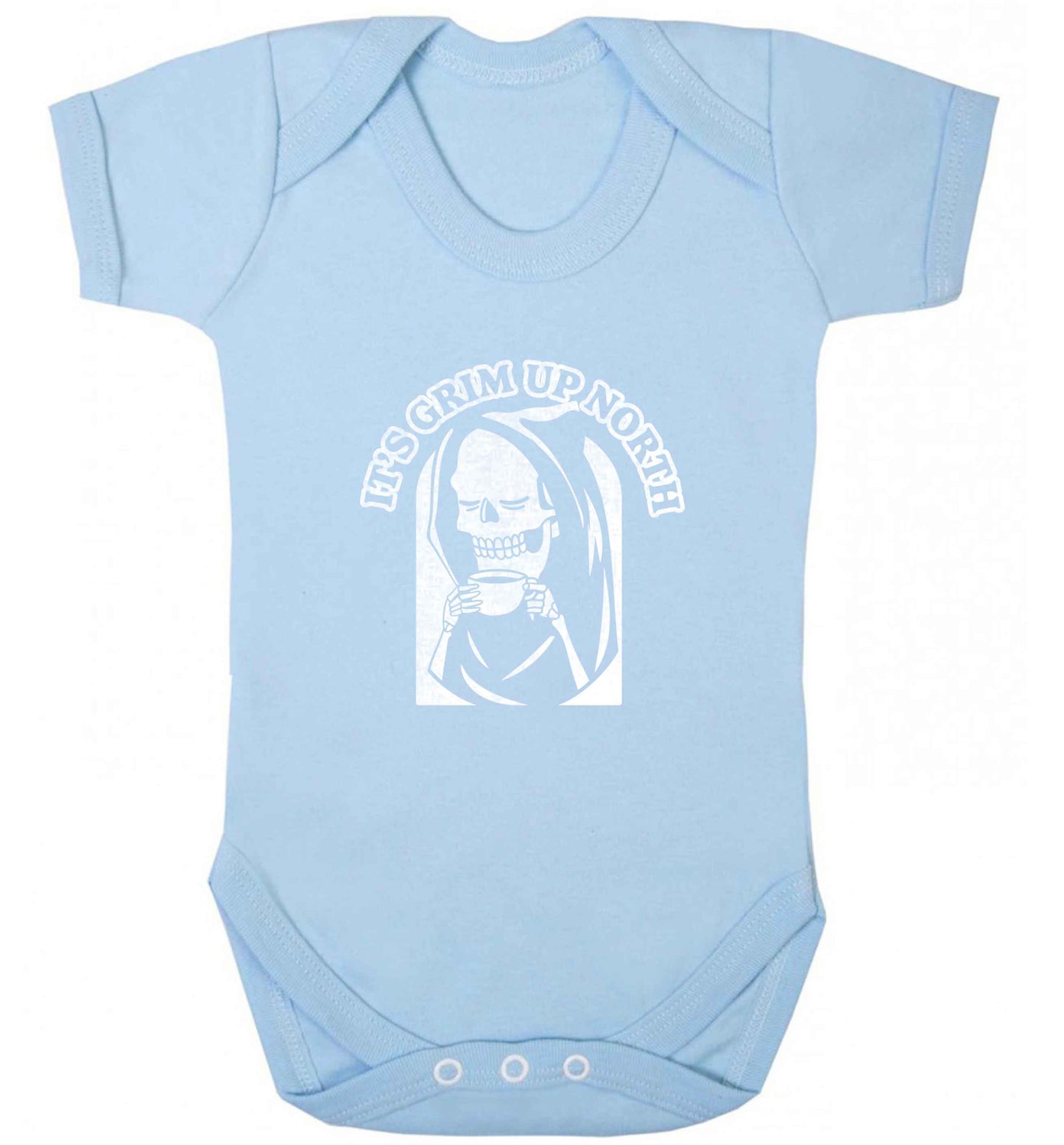 It's grim up North baby vest pale blue 18-24 months