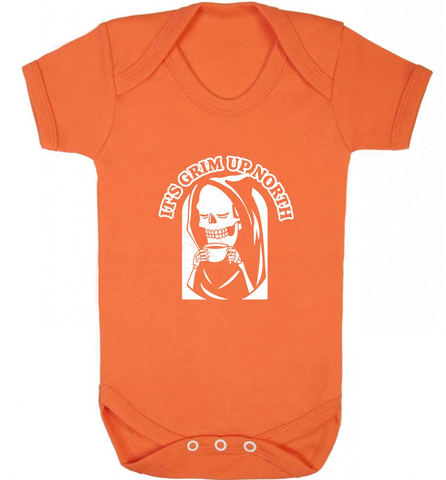 It's grim up North baby vest orange 18-24 months