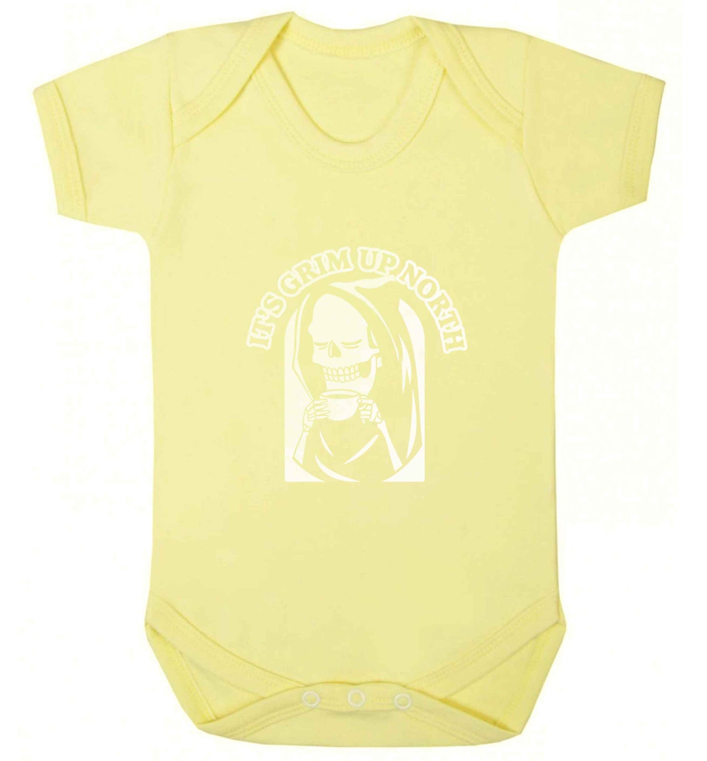 It's grim up North baby vest pale yellow 18-24 months