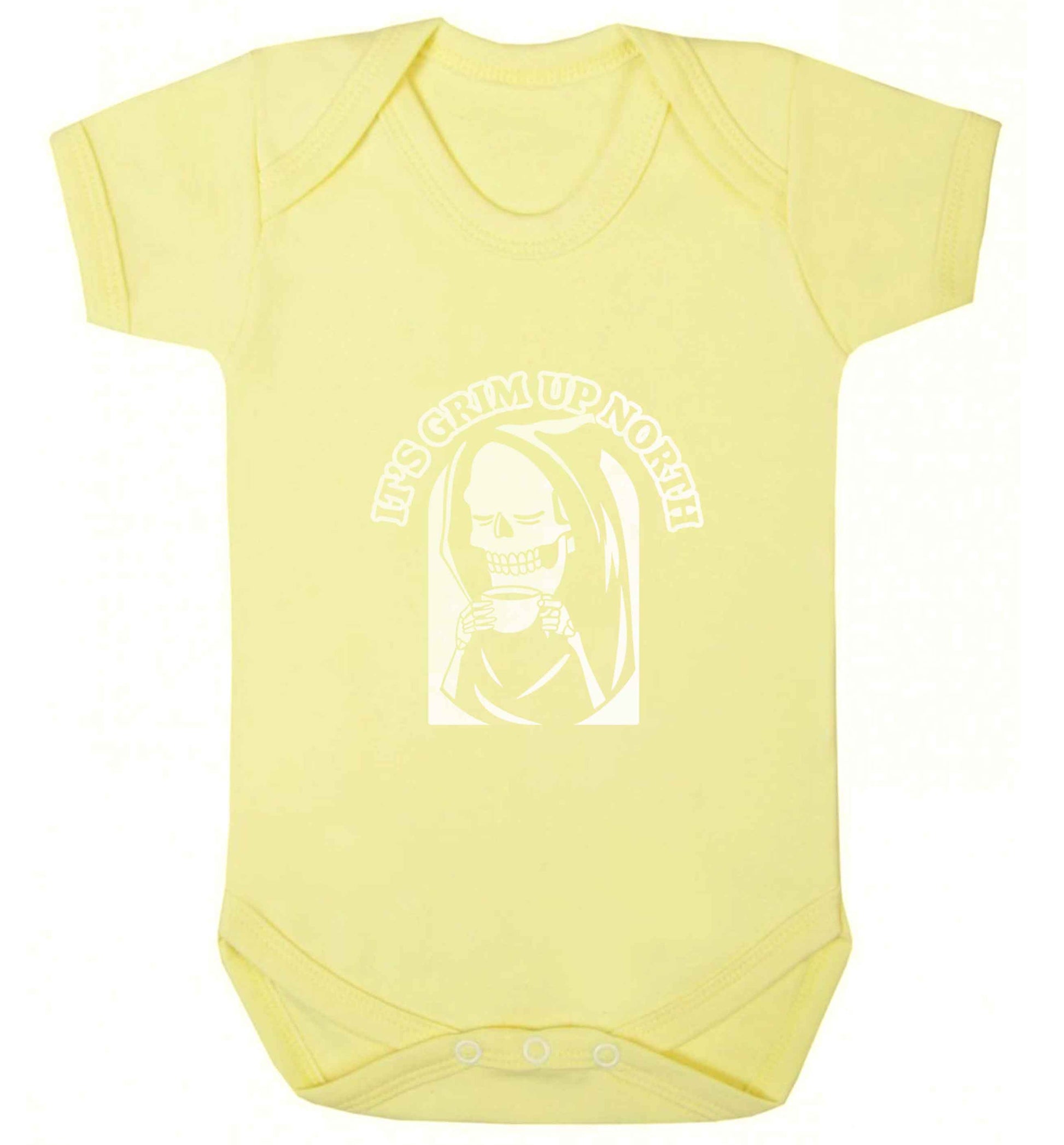It's grim up North baby vest pale yellow 18-24 months
