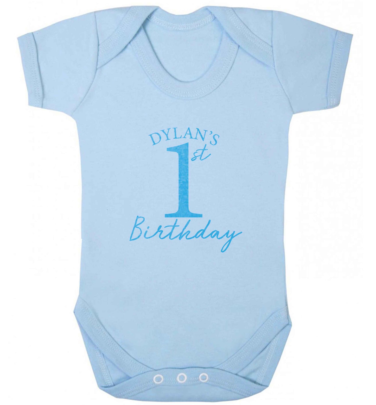 Personalised first birthday - any name or age! baby vest pale blue 18-24 months