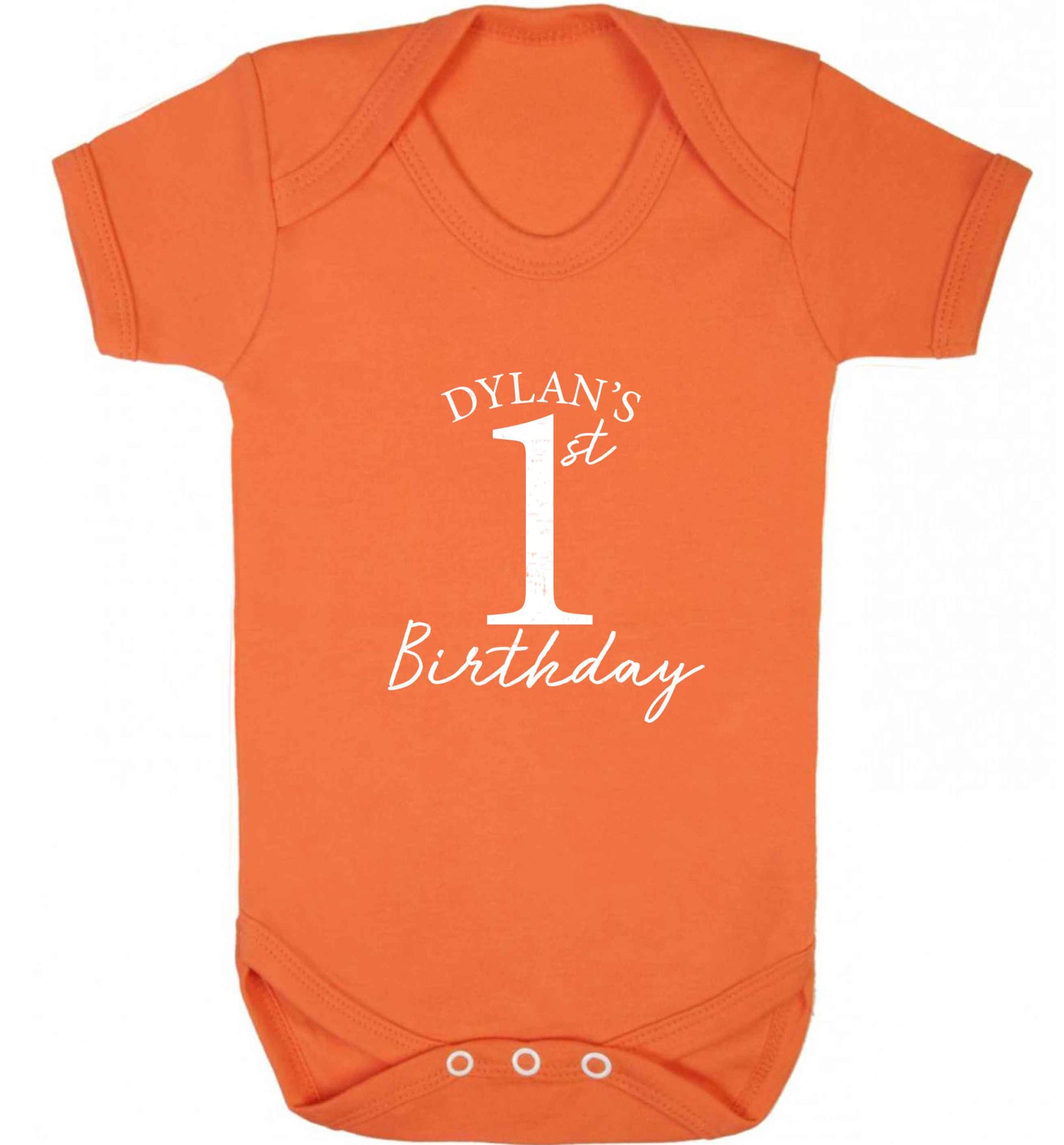 Personalised first birthday - any name or age! baby vest orange 18-24 months
