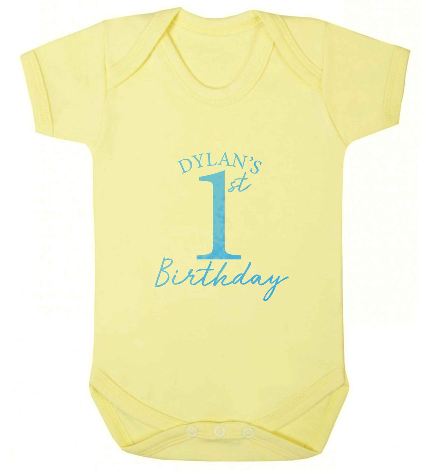 Personalised first birthday - any name or age! baby vest pale yellow 18-24 months