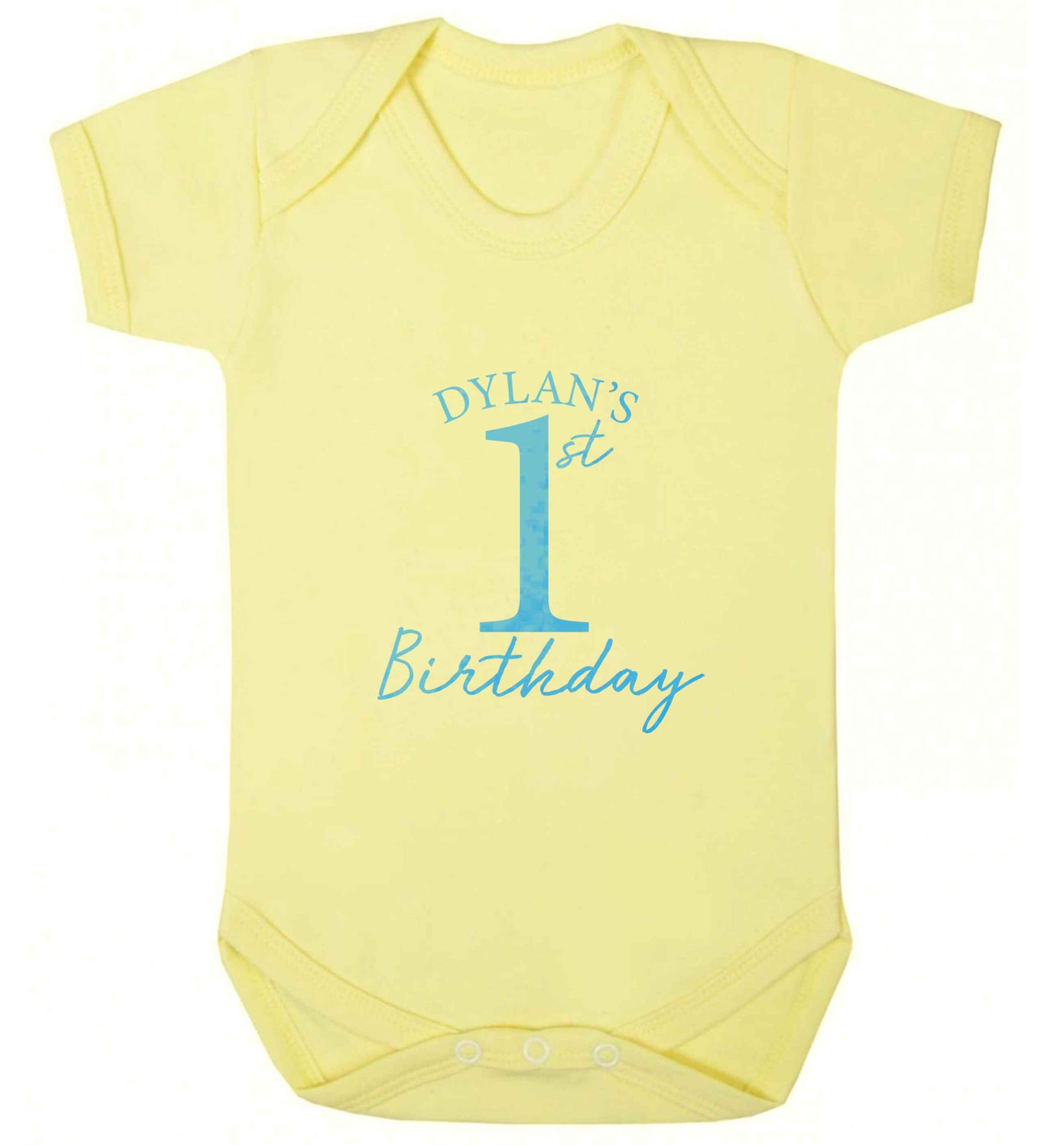 Personalised first birthday - any name or age! baby vest pale yellow 18-24 months