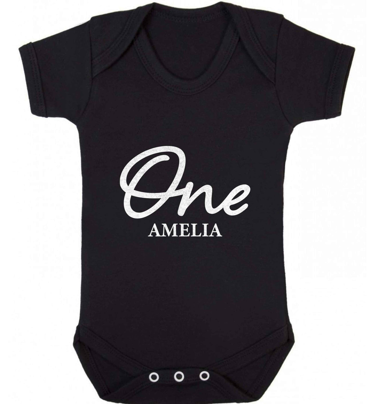 Personalised age and name baby vest black 18-24 months