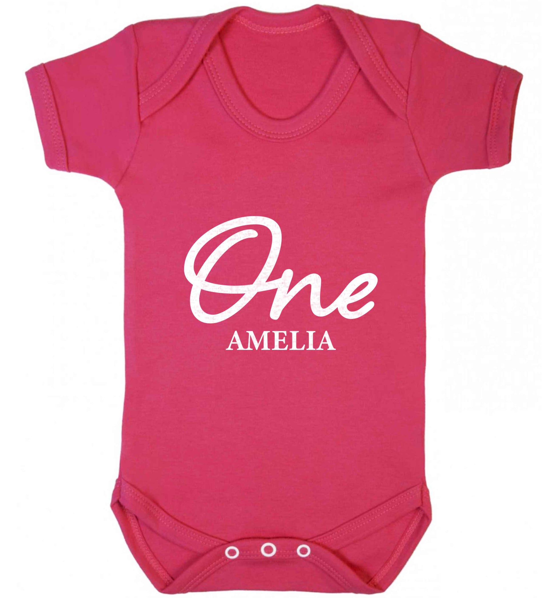Personalised age and name baby vest dark pink 18-24 months