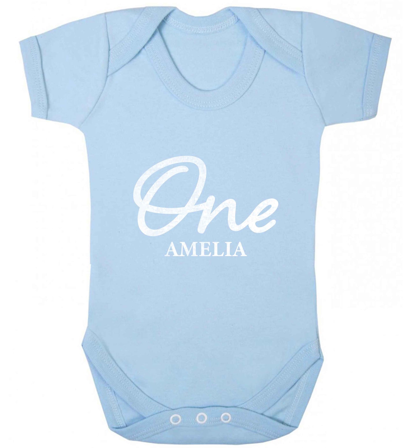 Personalised age and name baby vest pale blue 18-24 months