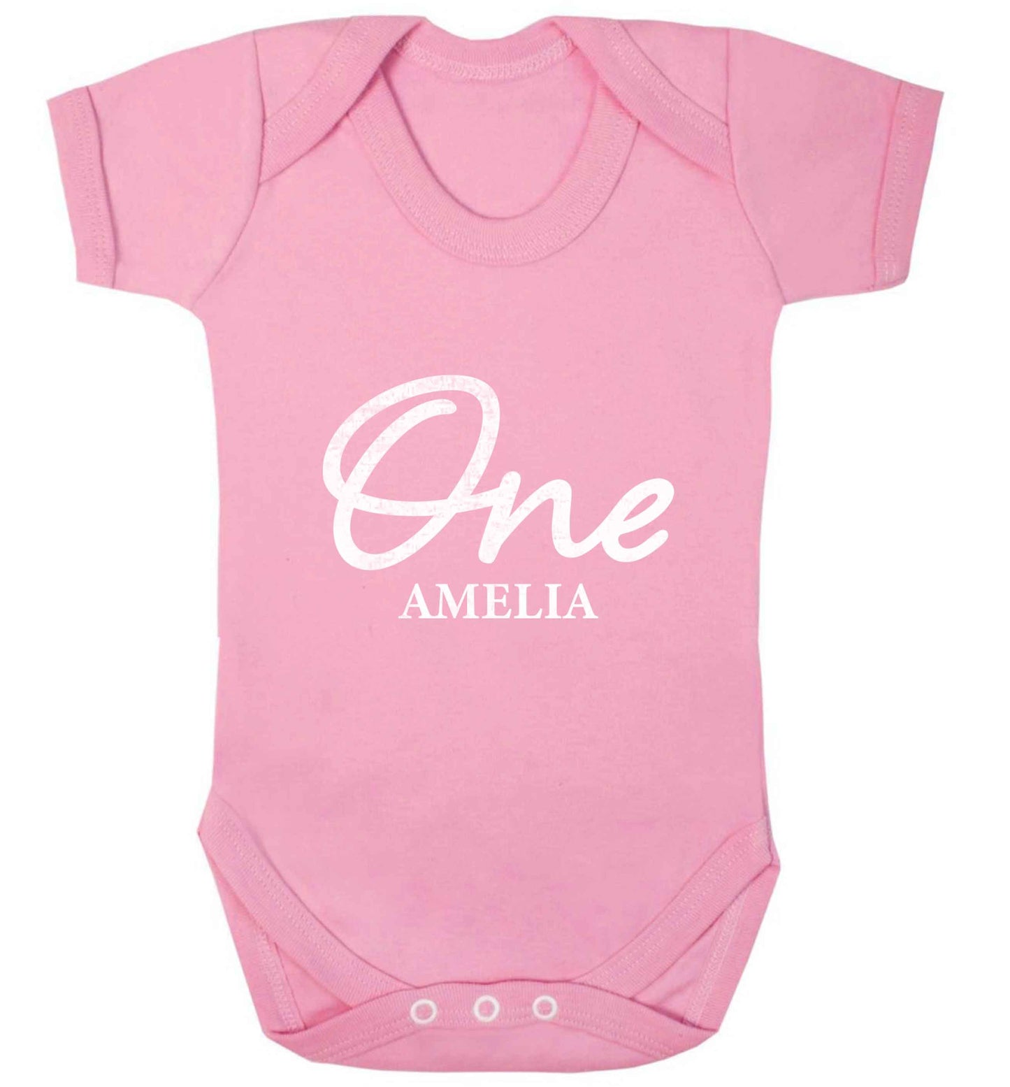 Personalised age and name baby vest pale pink 18-24 months