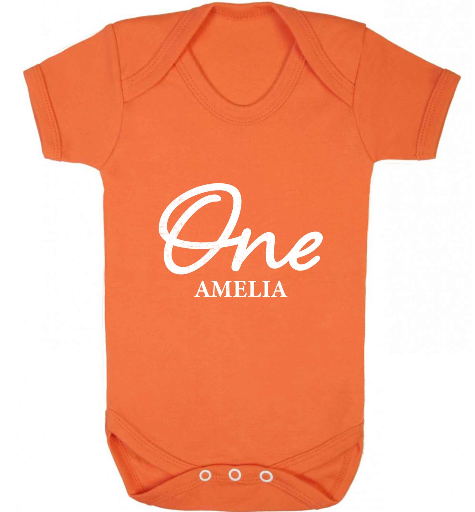 Personalised age and name baby vest orange 18-24 months