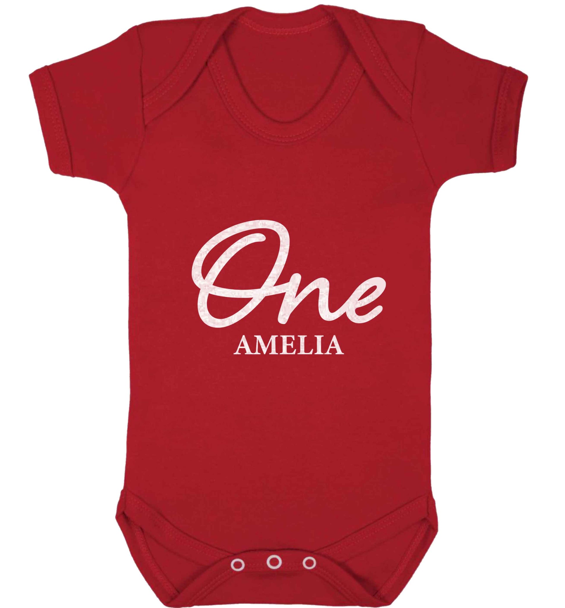 Personalised age and name baby vest red 18-24 months