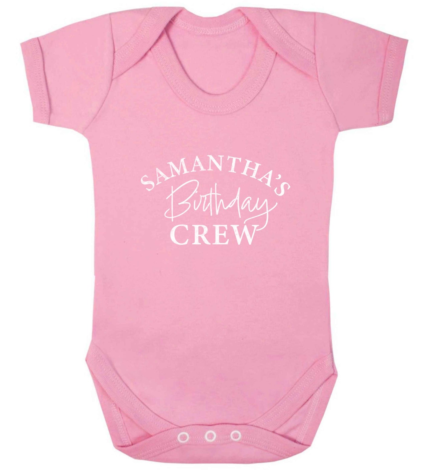 Personalised birthday crew baby vest pale pink 18-24 months
