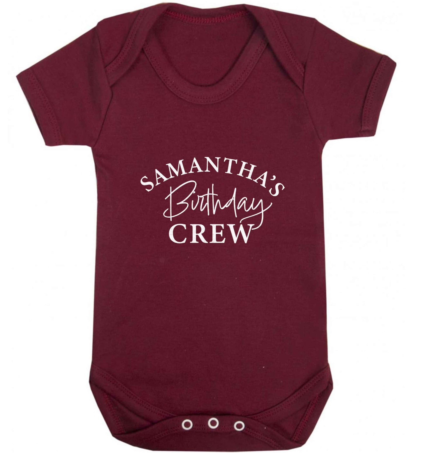 Personalised birthday crew baby vest maroon 18-24 months