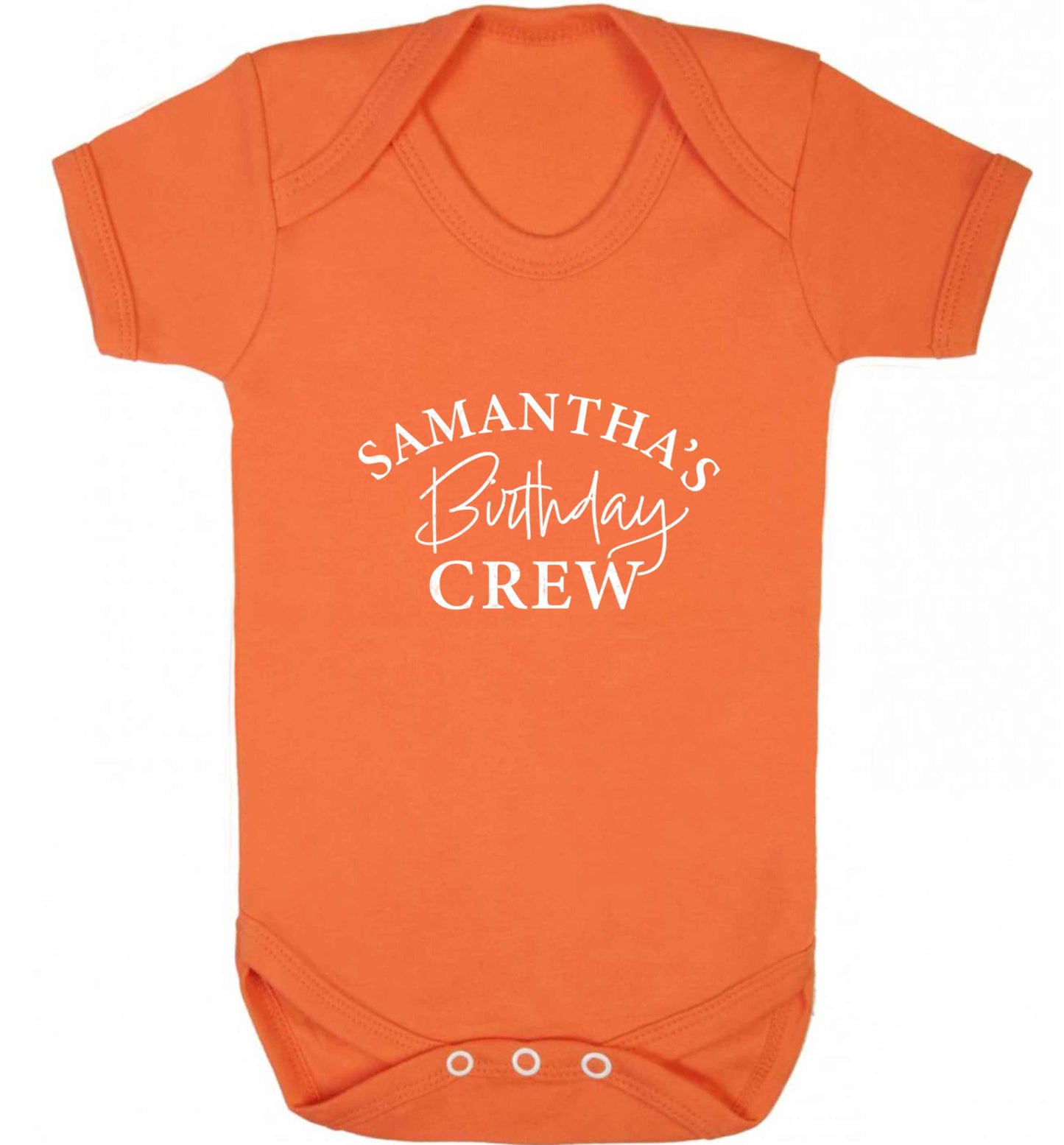 Personalised birthday crew baby vest orange 18-24 months