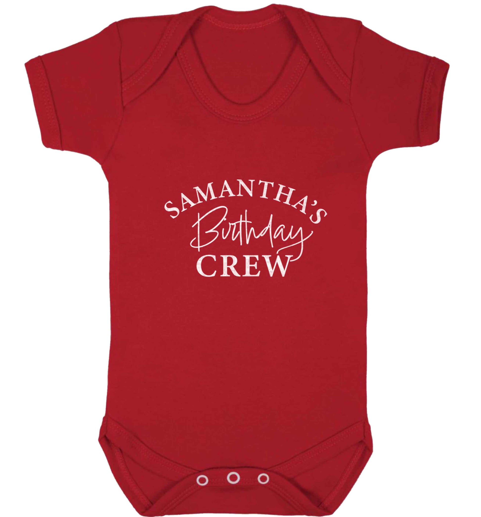 Personalised birthday crew baby vest red 18-24 months