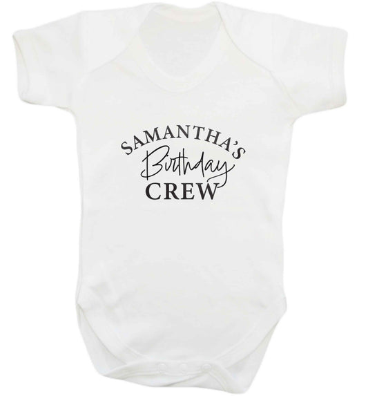 Personalised birthday crew baby vest white 18-24 months