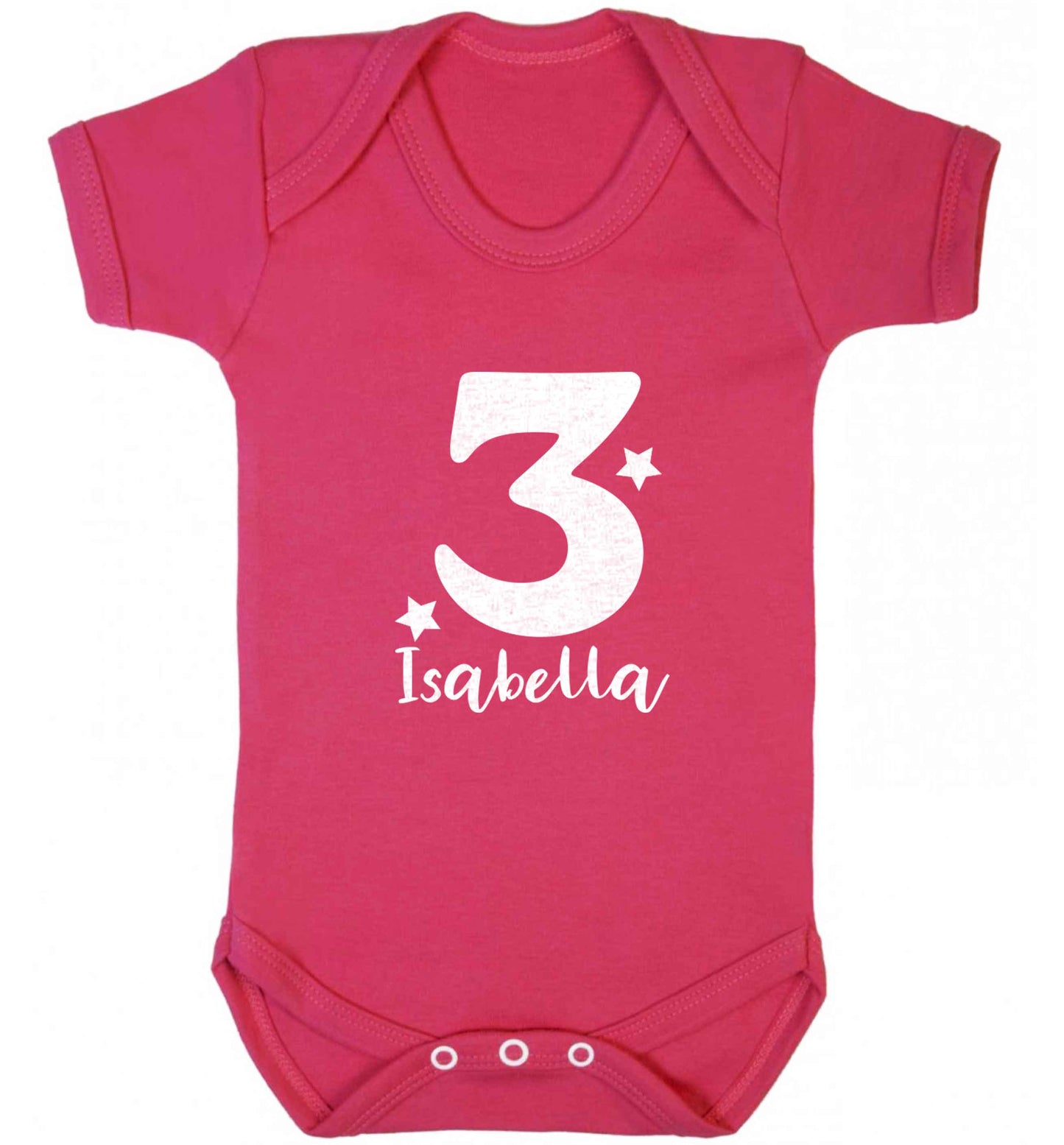 Any age, any name personalised birthday baby vest dark pink 18-24 months