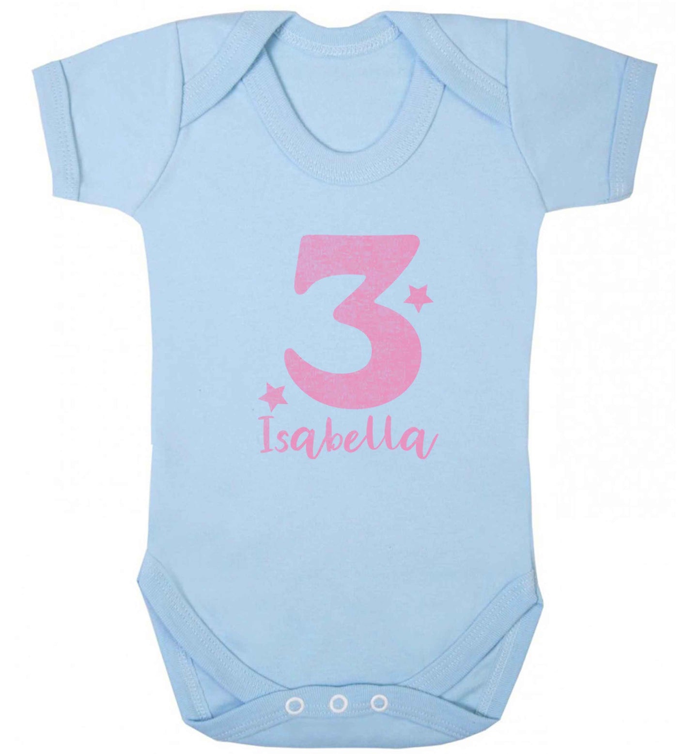 Any age, any name personalised birthday baby vest pale blue 18-24 months