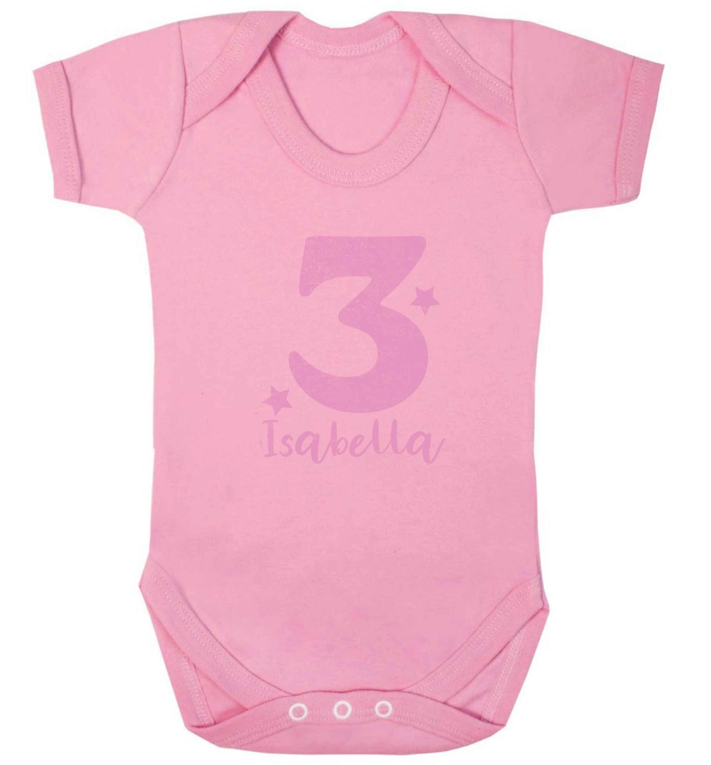 Any age, any name personalised birthday baby vest pale pink 18-24 months