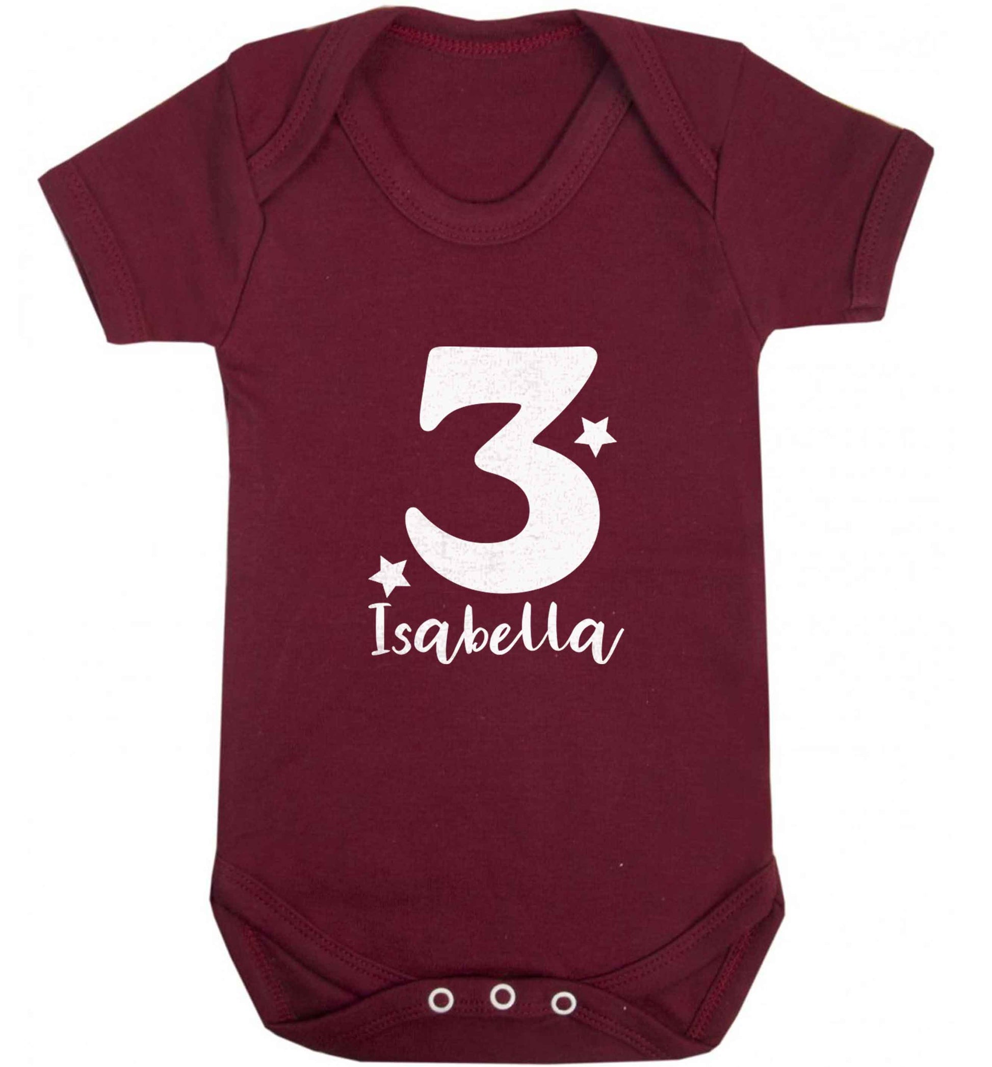 Any age, any name personalised birthday baby vest maroon 18-24 months