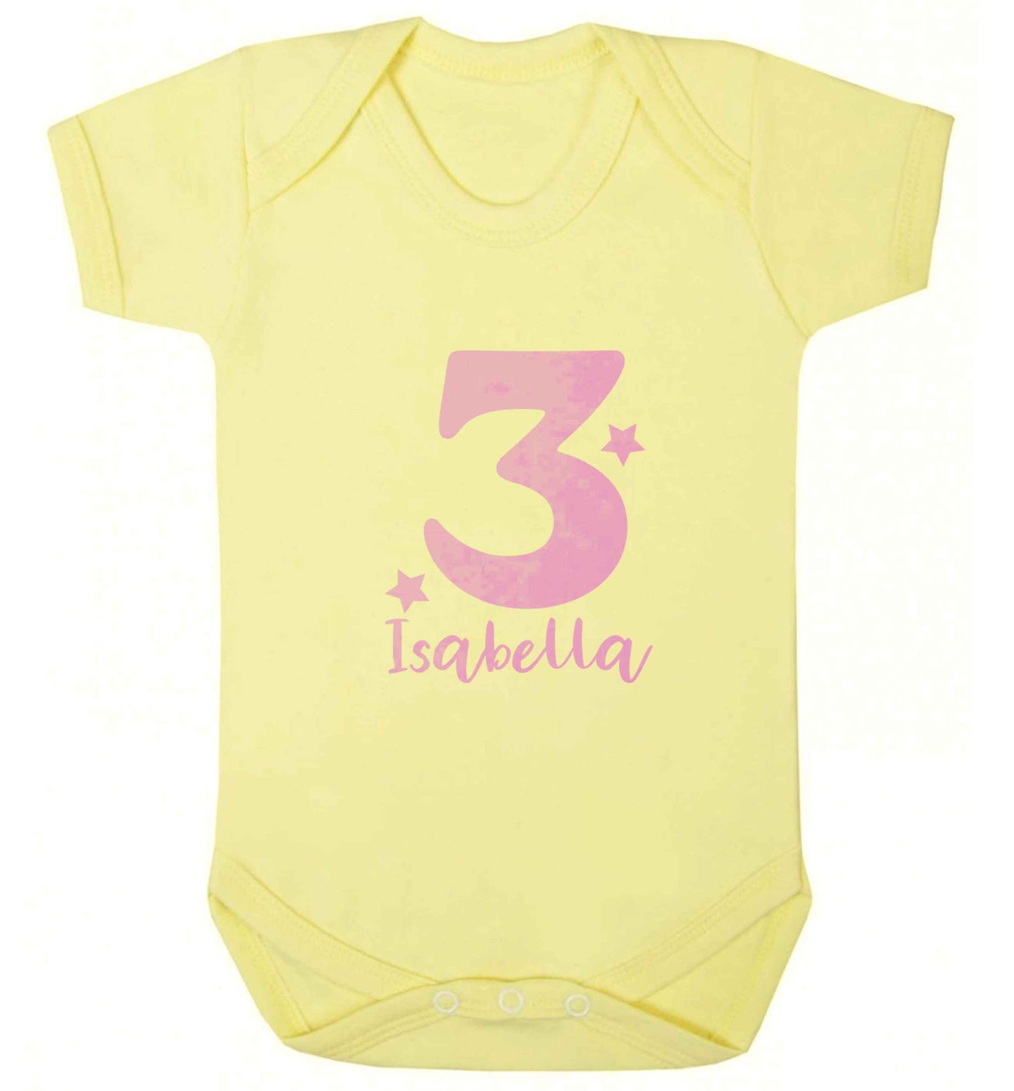 Any age, any name personalised birthday baby vest pale yellow 18-24 months