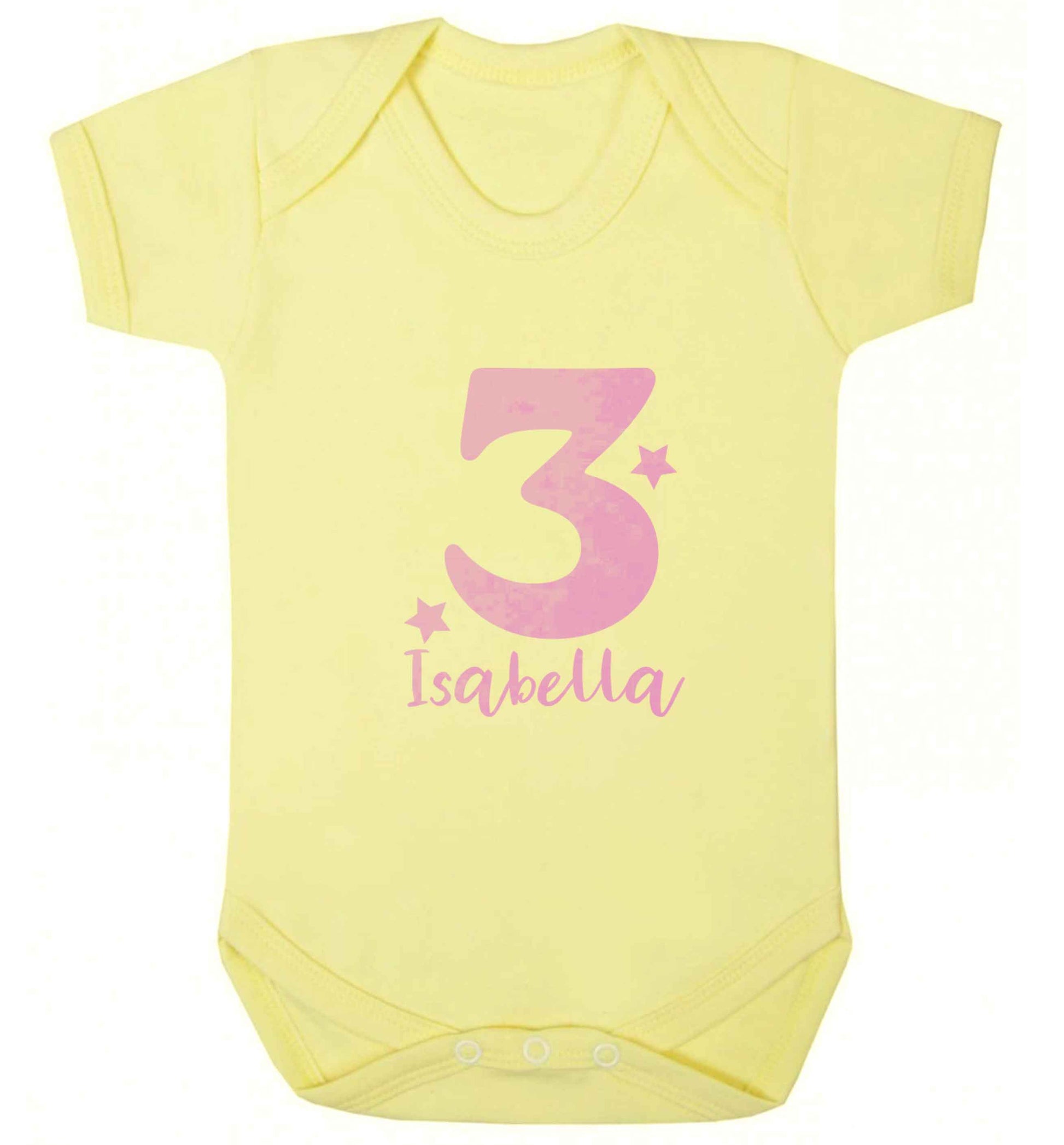 Any age, any name personalised birthday baby vest pale yellow 18-24 months