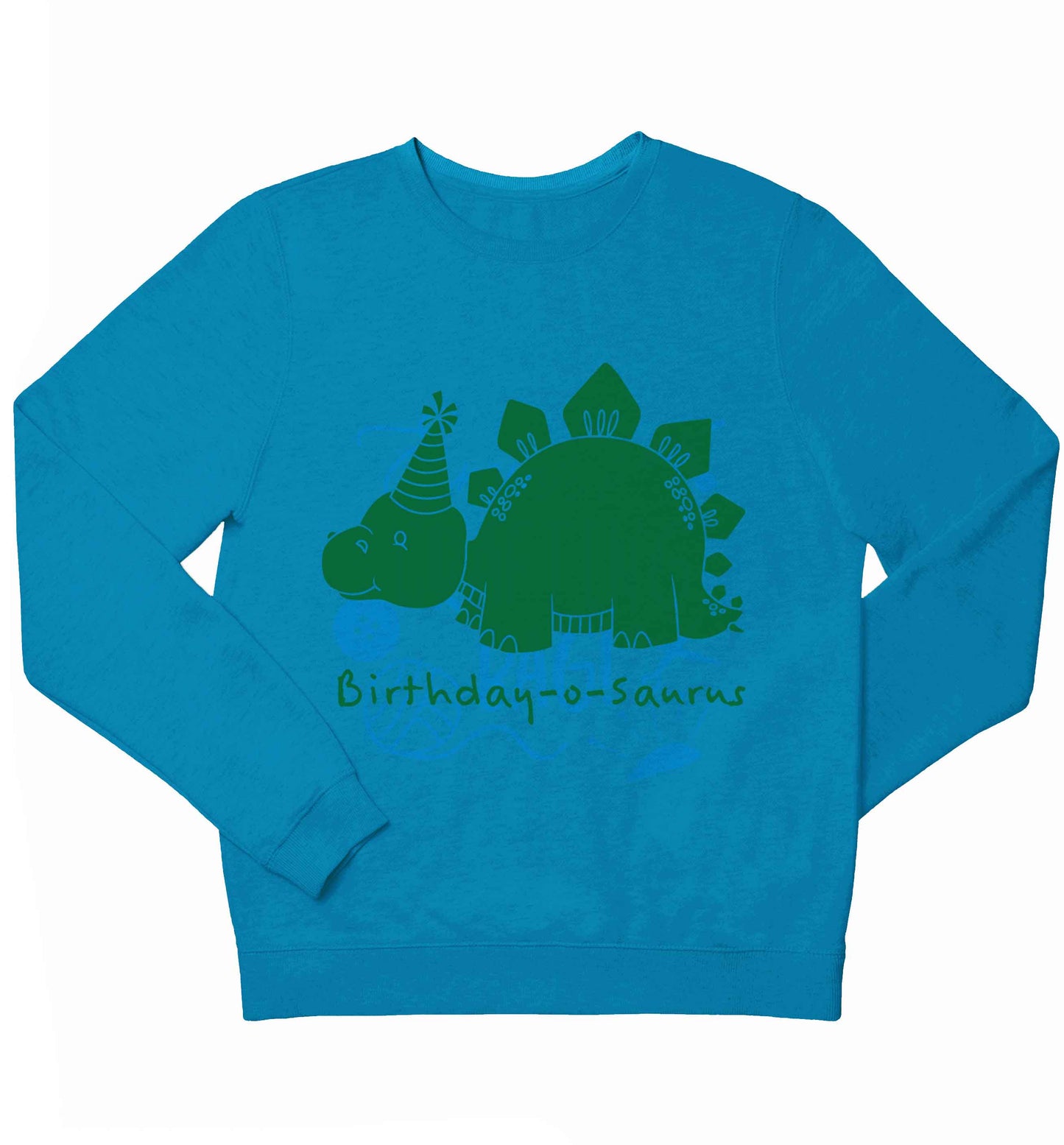 Birthday-o-saurus children's blue sweater 12-13 Years