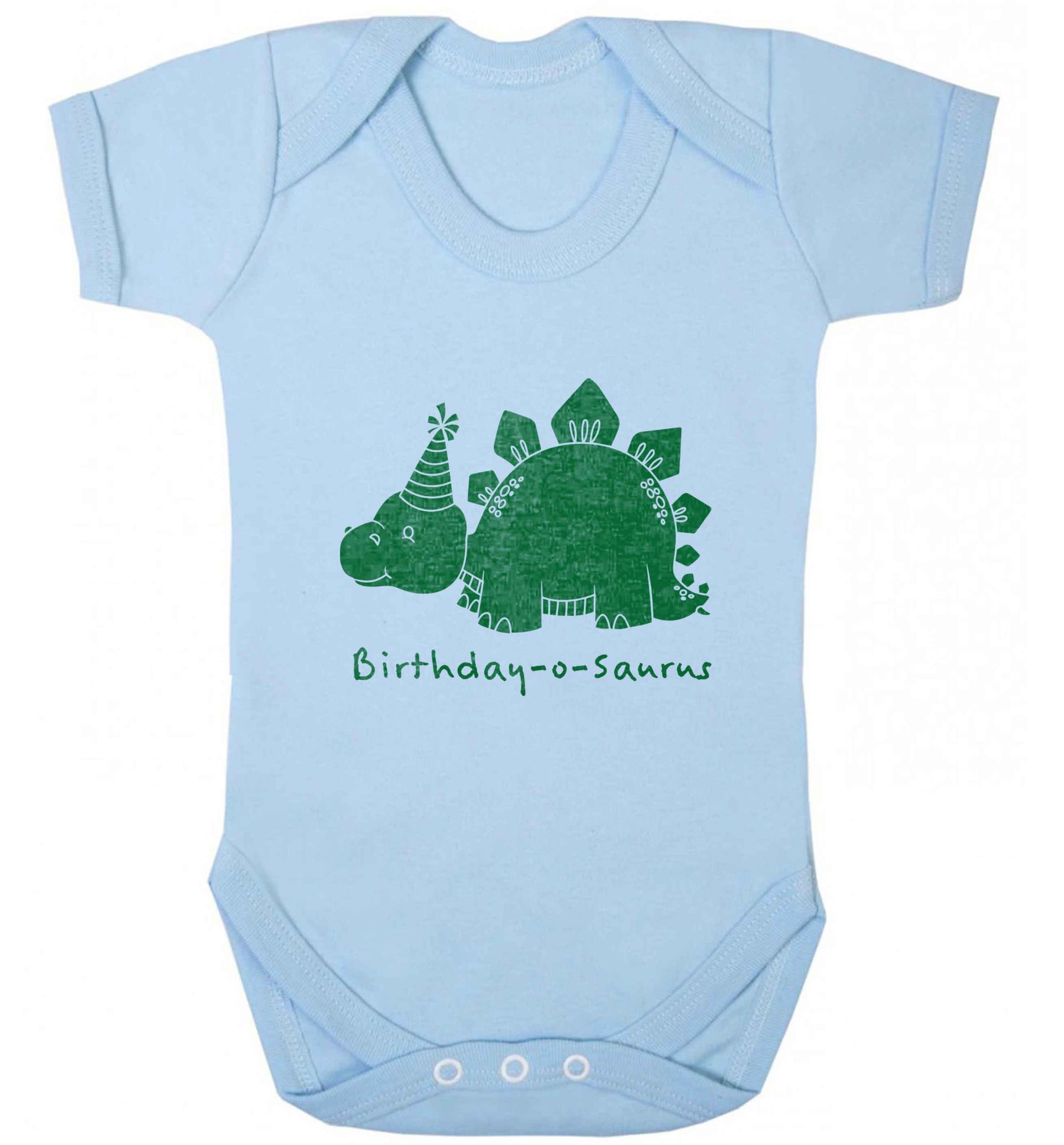 Birthday-o-saurus baby vest pale blue 18-24 months