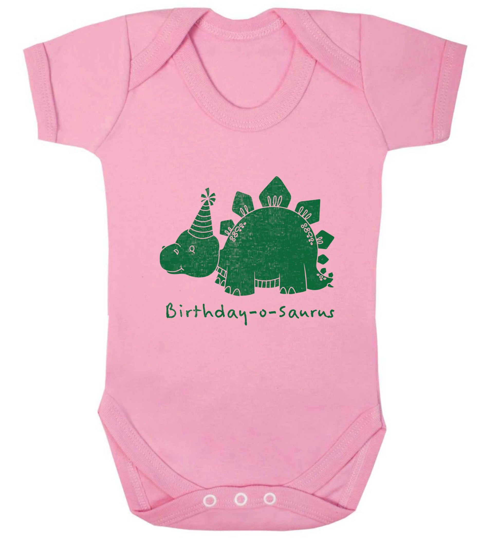 Birthday-o-saurus baby vest pale pink 18-24 months