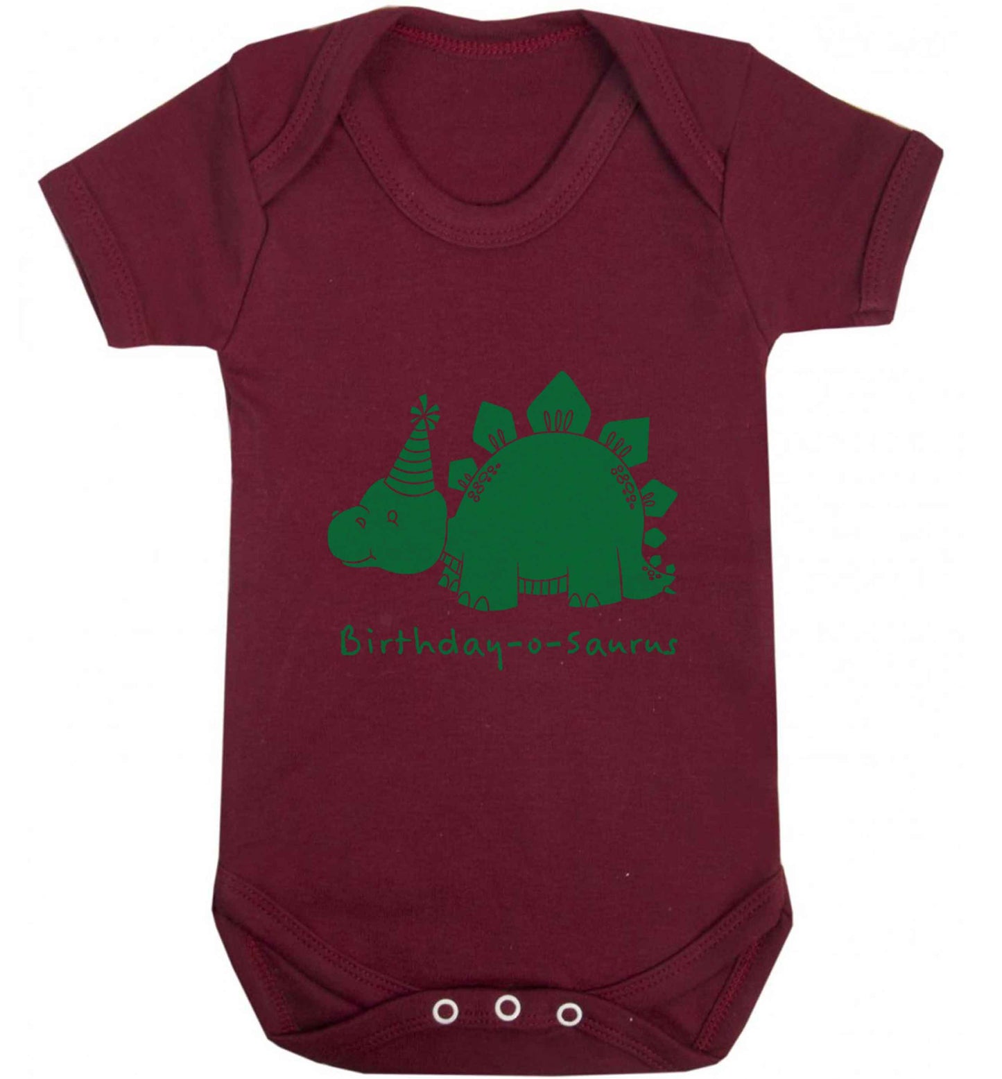 Birthday-o-saurus baby vest maroon 18-24 months