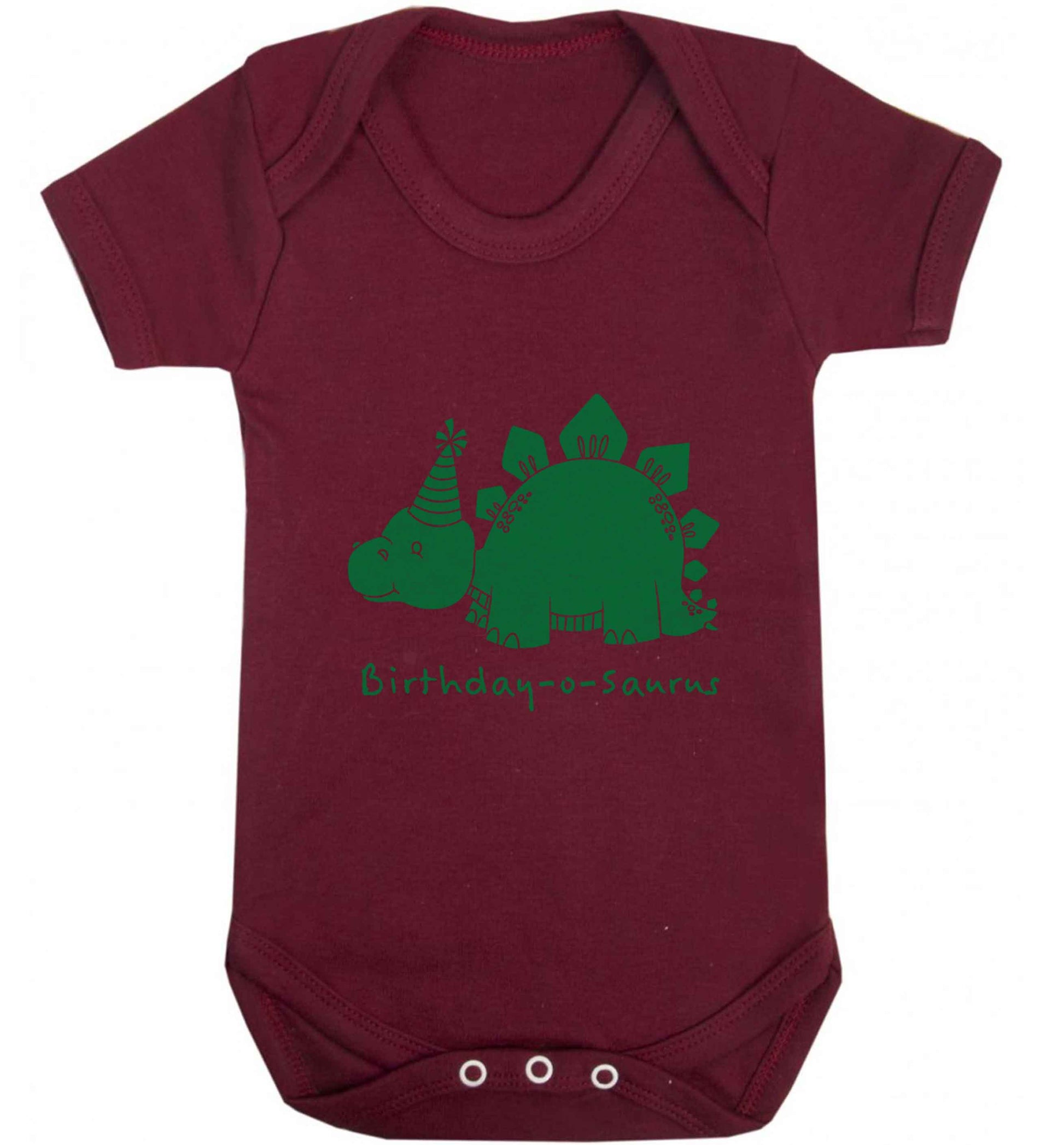 Birthday-o-saurus baby vest maroon 18-24 months