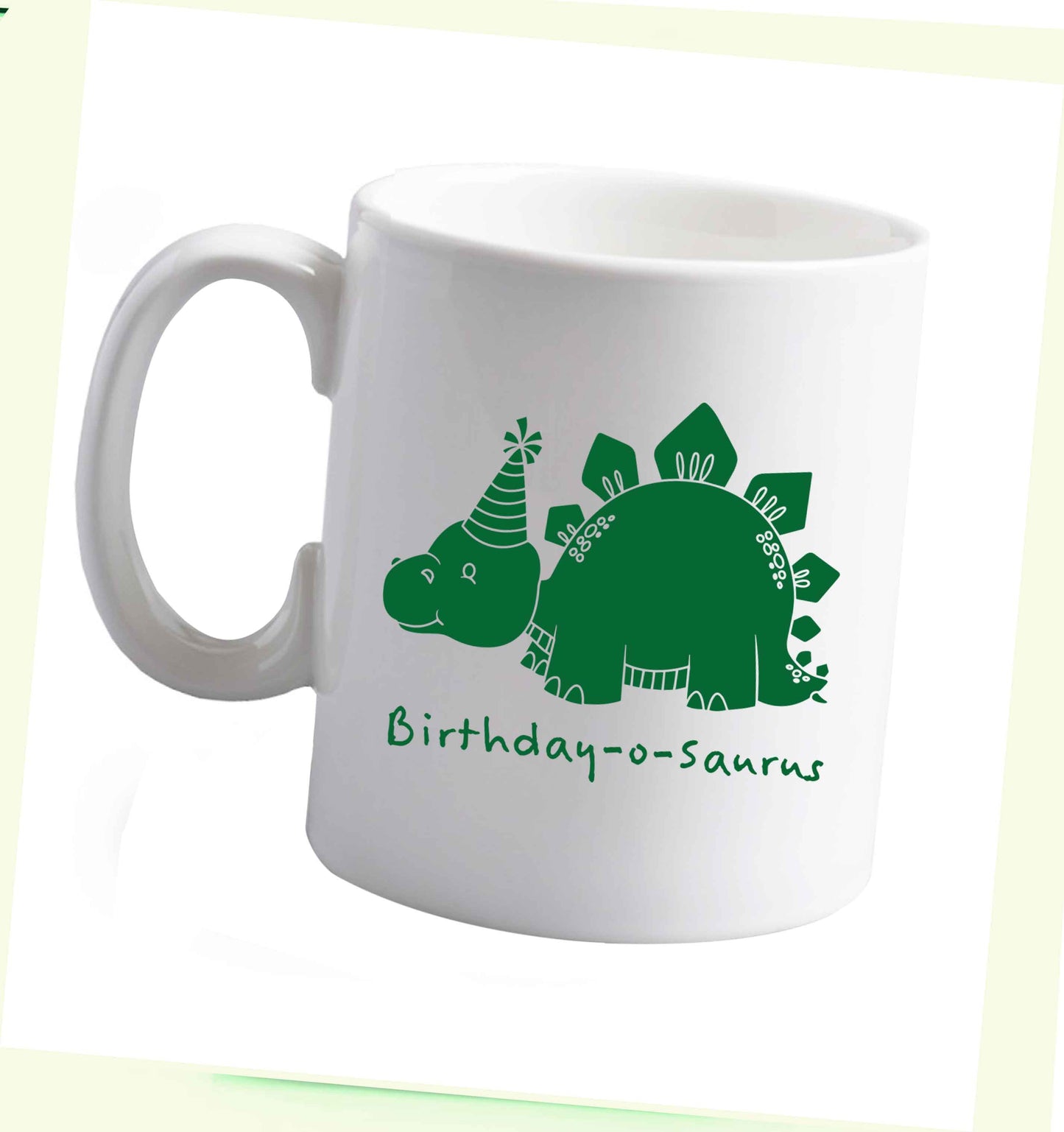 10 oz Birthday-o-saurus ceramic mug right handed