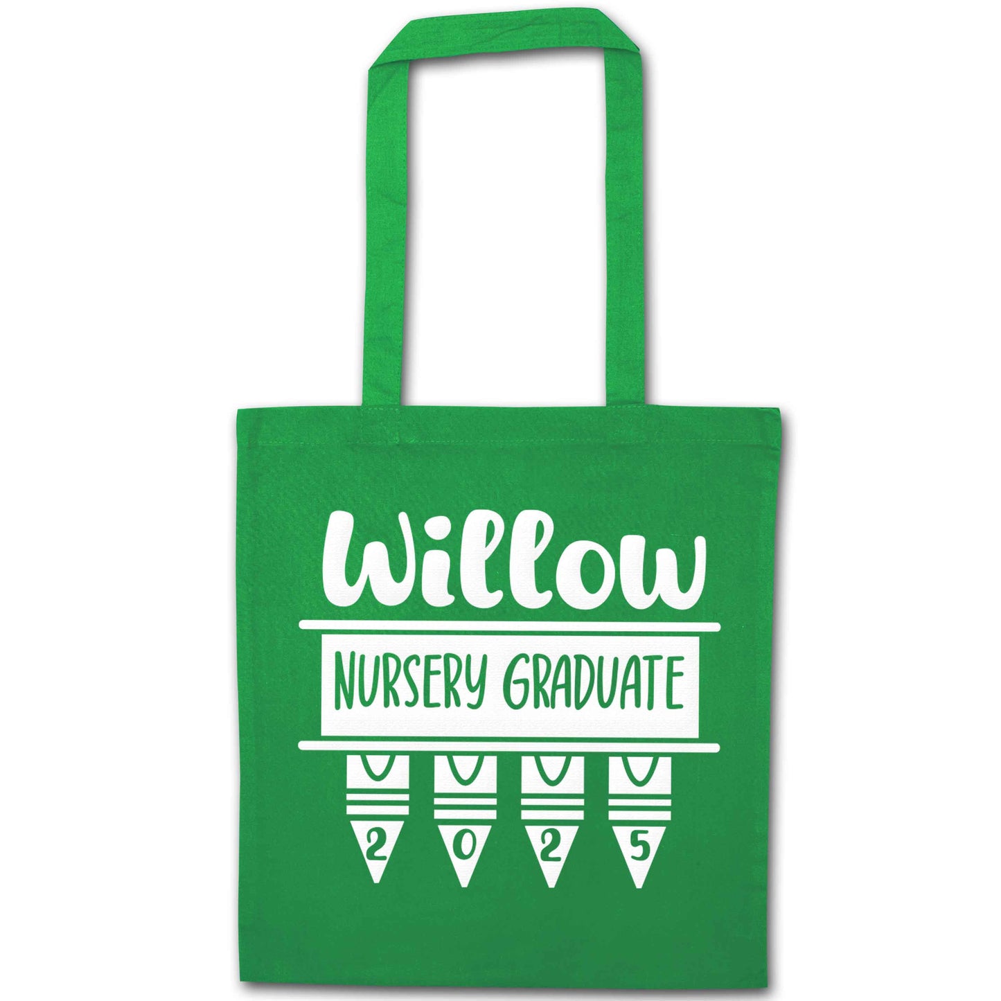 Personalised nursery graduate 2025 green tote bag