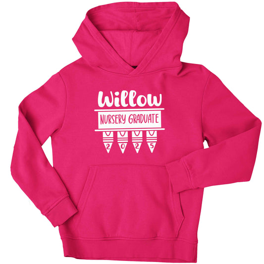 Personalised nursery graduate 2025 children's pink hoodie 12-13 Years