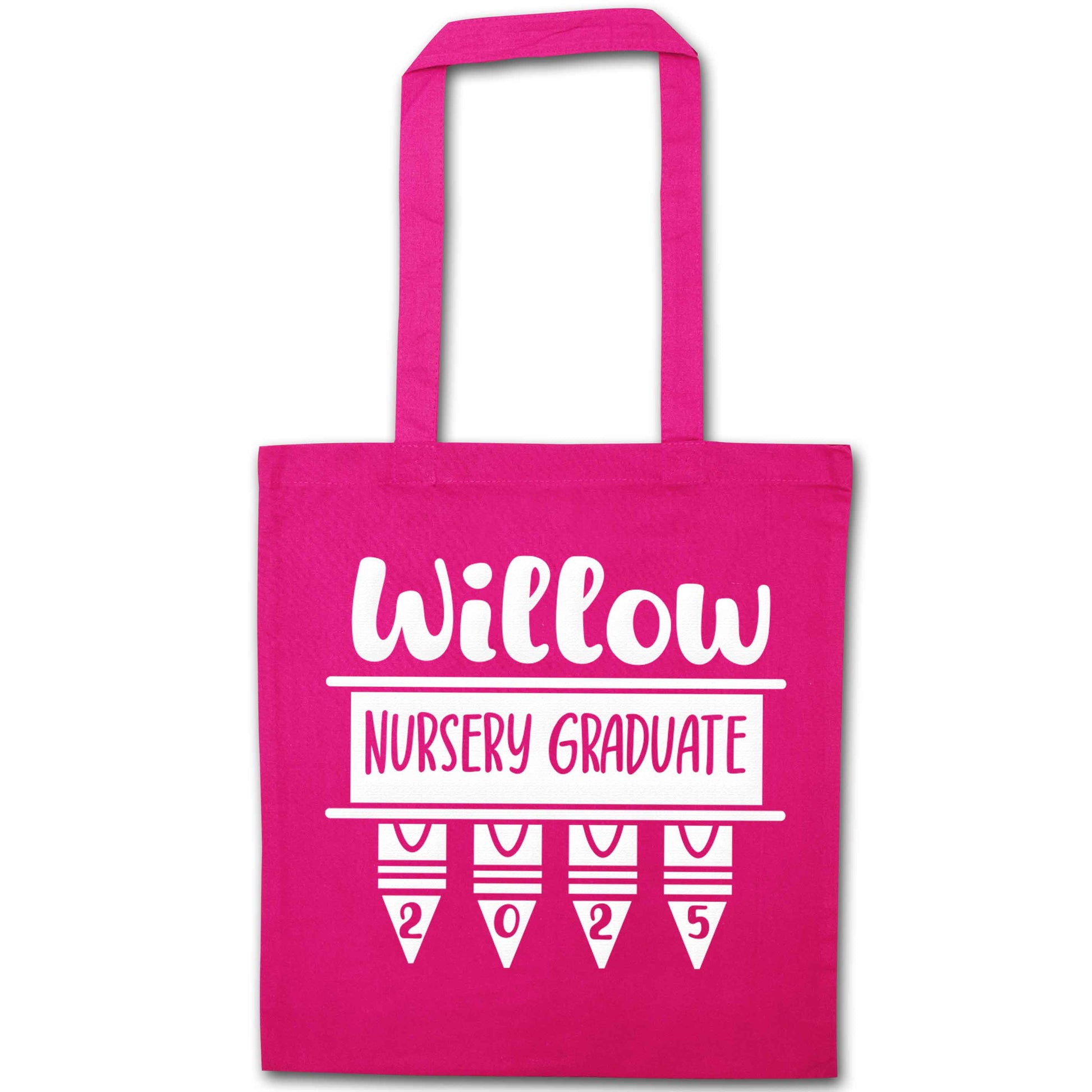 Personalised nursery graduate 2025 pink tote bag