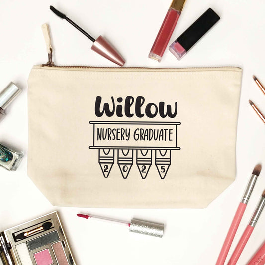 Personalised nursery graduate 2025 natural makeup bag