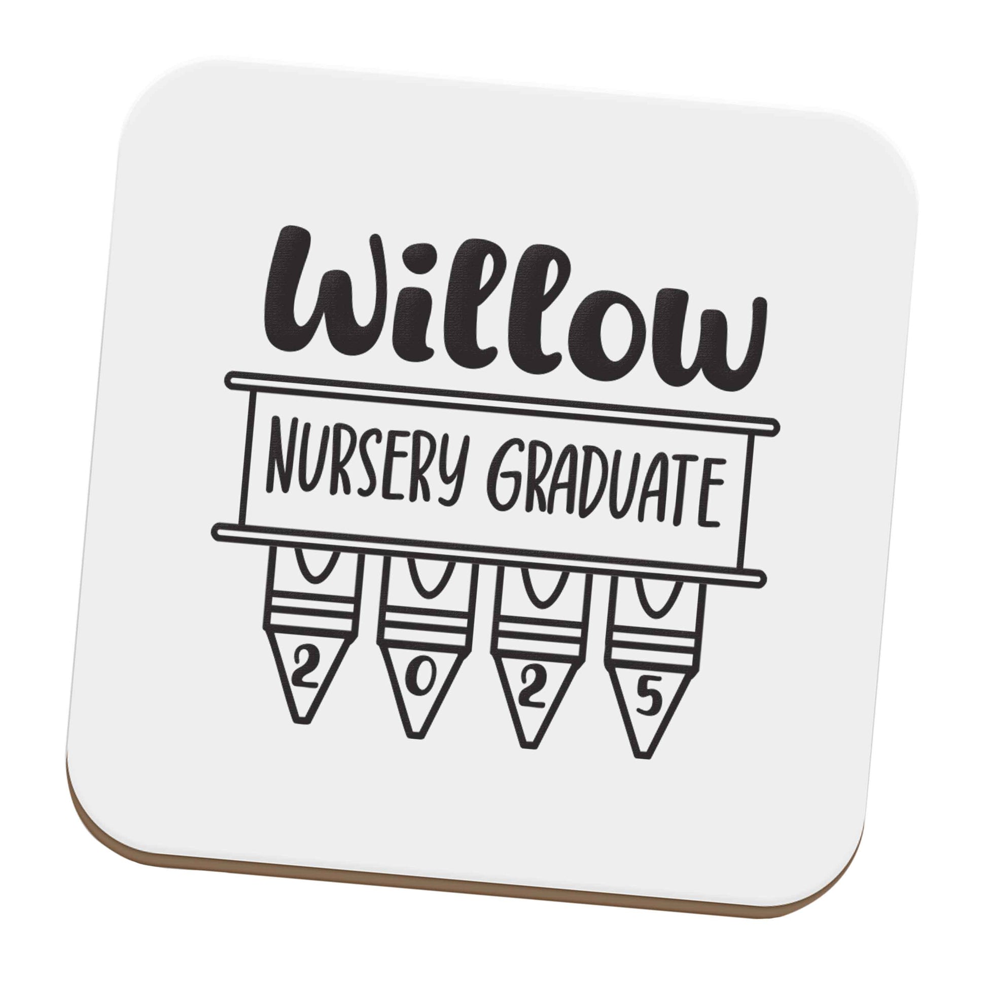 Personalised nursery graduate 2025 set of four coasters