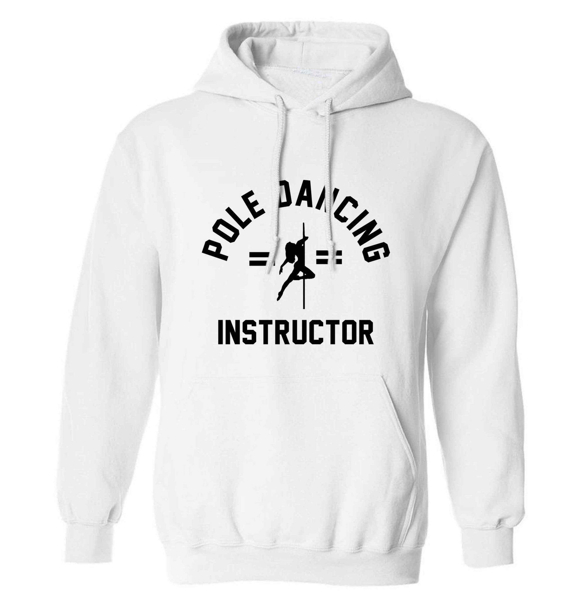 Pole dancing instructor adults unisex white hoodie 2XL