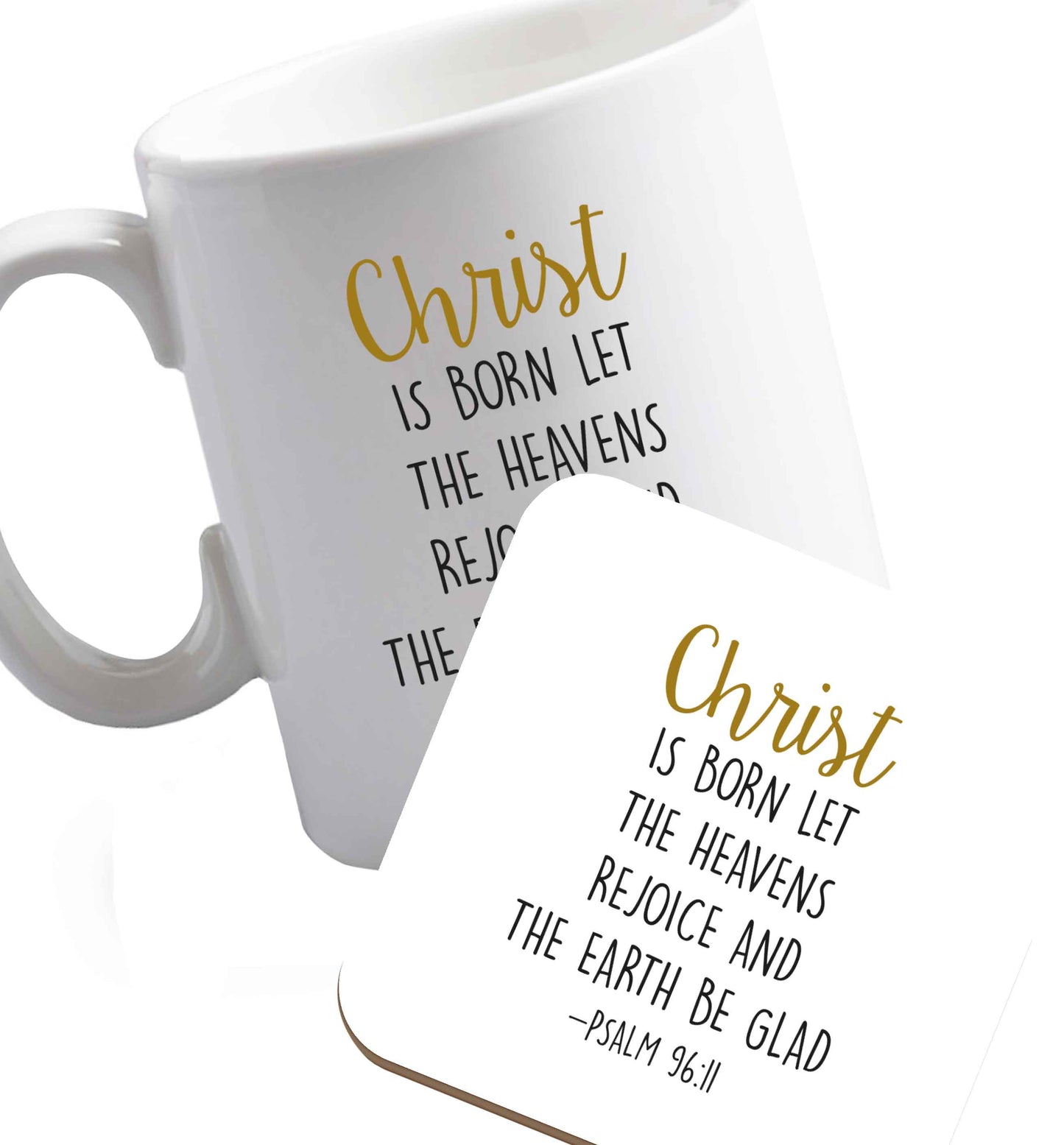 10 oz Favourite Type Pan Pancake ceramic mug and coaster set right handed