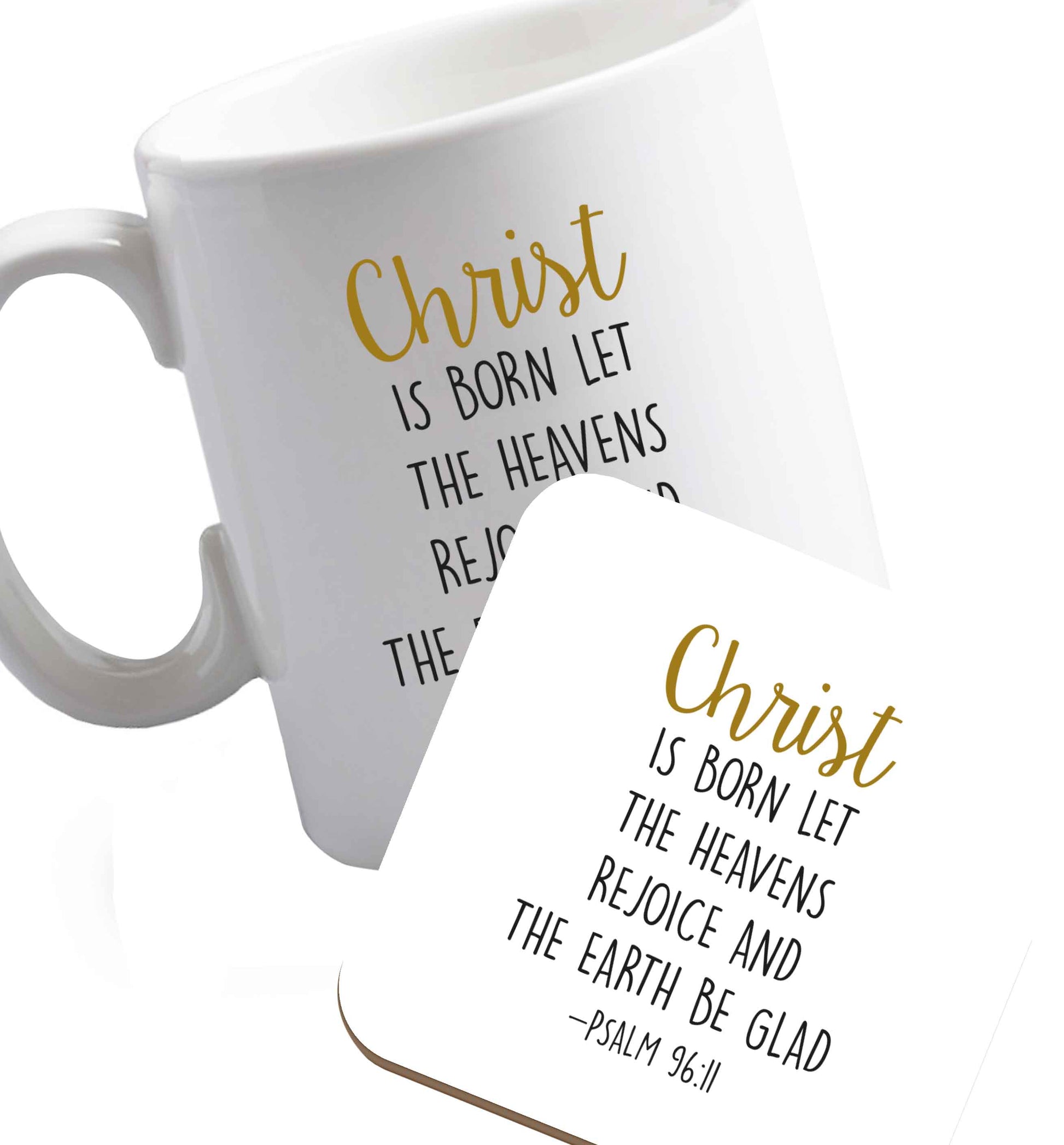 10 oz Favourite Type Pan Pancake ceramic mug and coaster set right handed