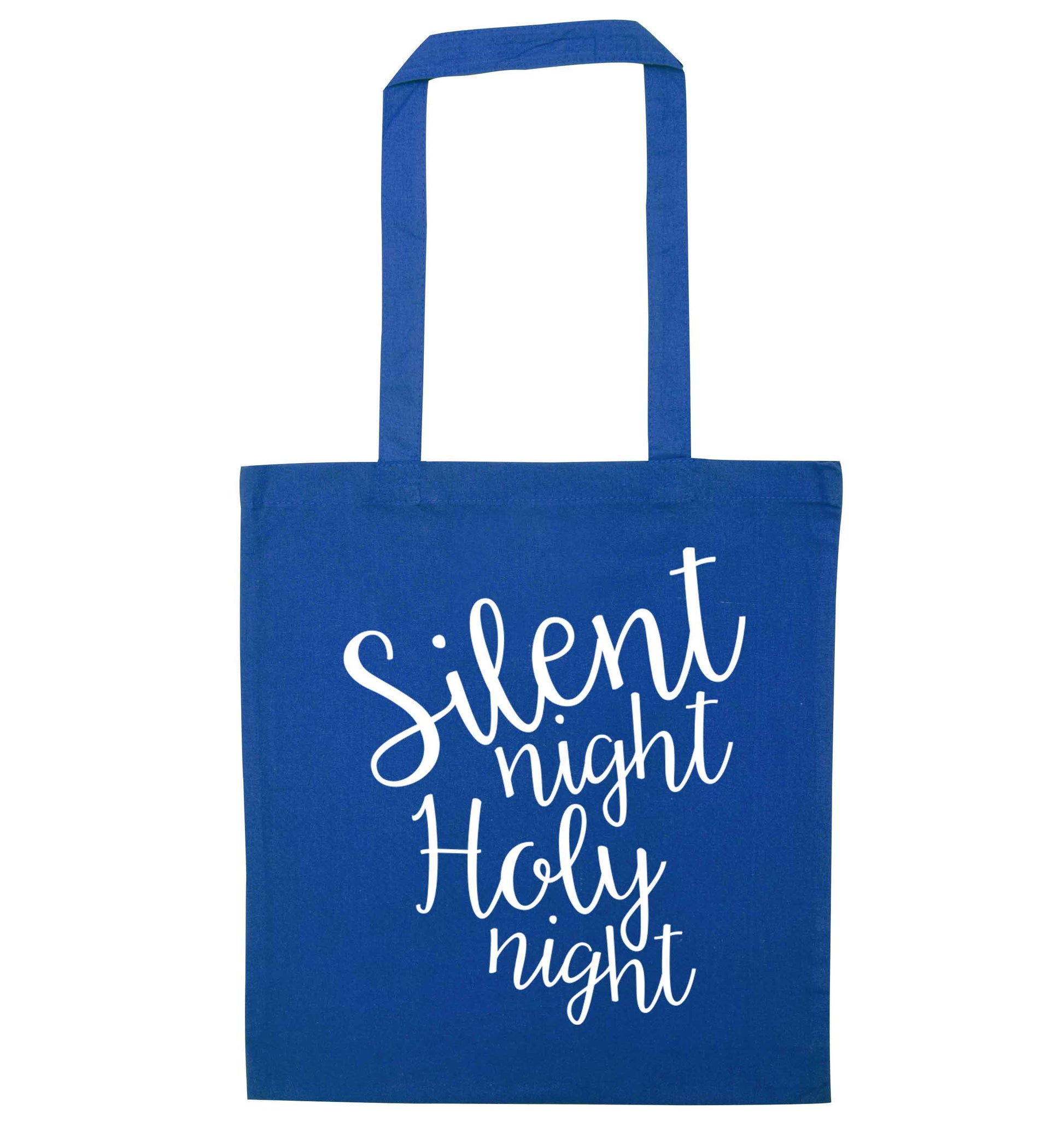 Silent night holy night blue tote bag