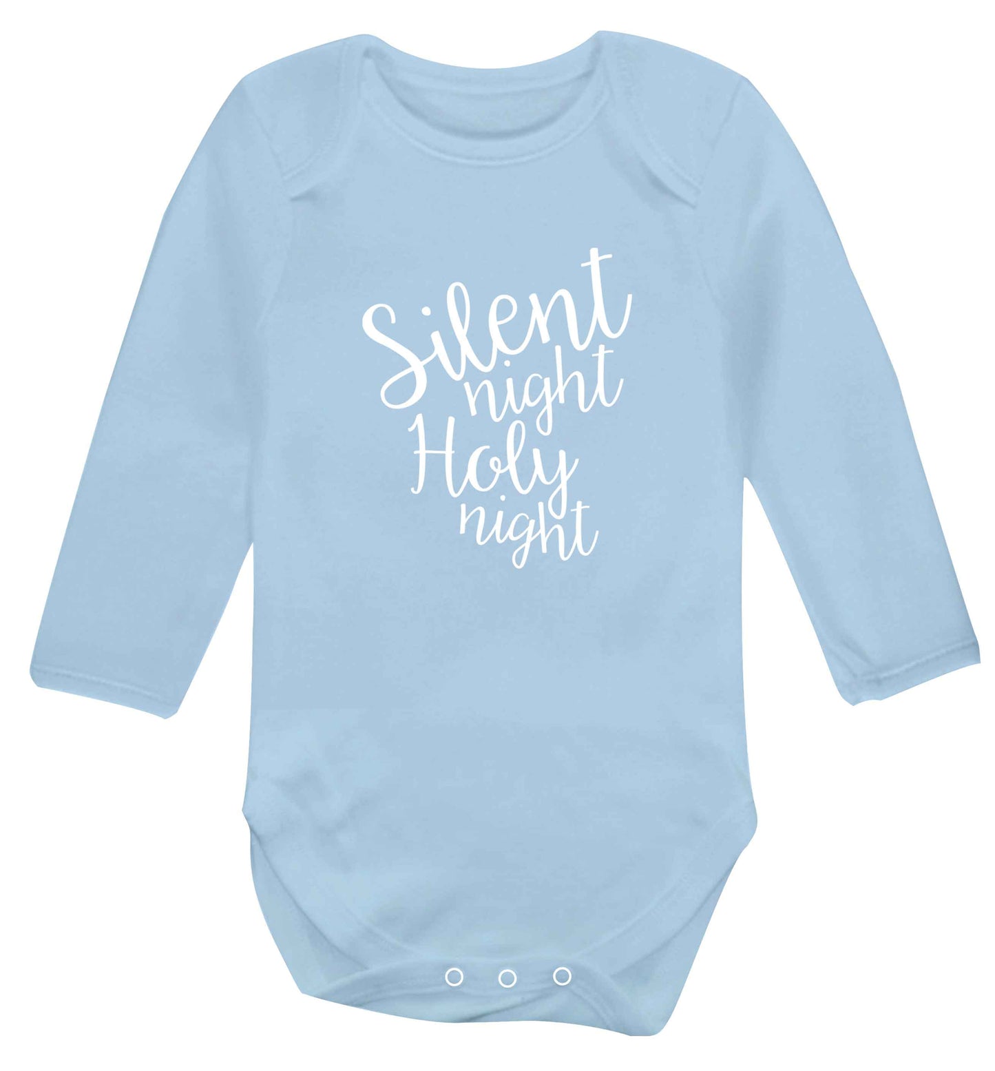 Silent night holy night baby vest long sleeved pale blue 6-12 months