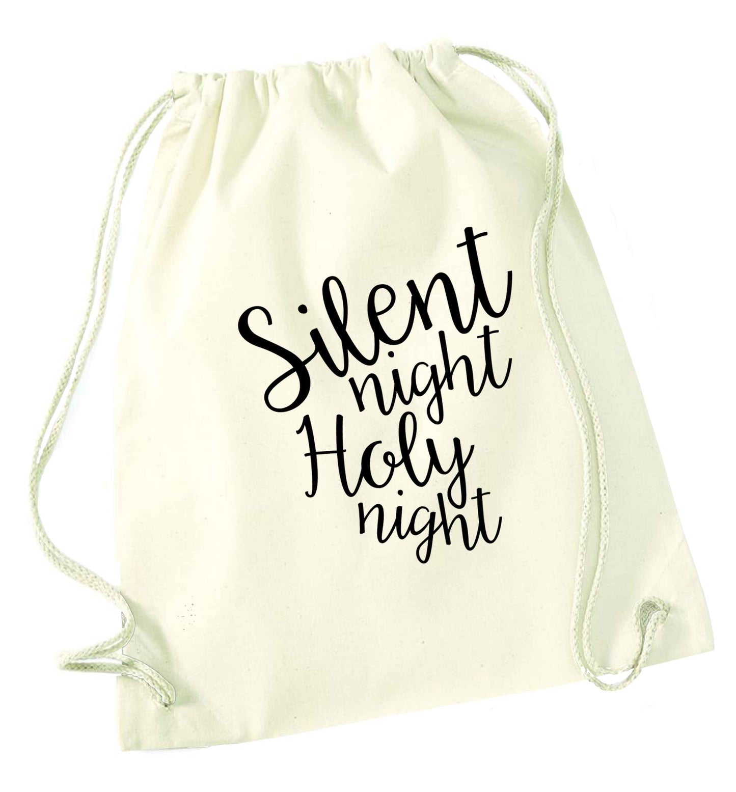 Silent night holy night natural drawstring bag