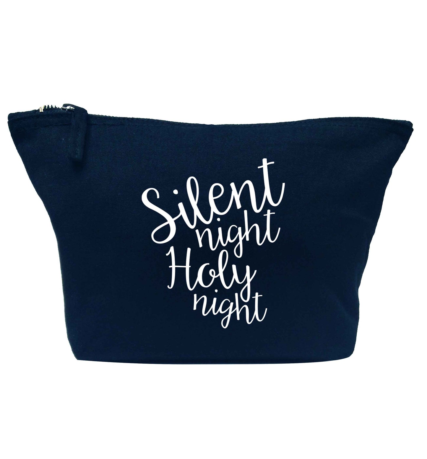Silent night holy night navy makeup bag