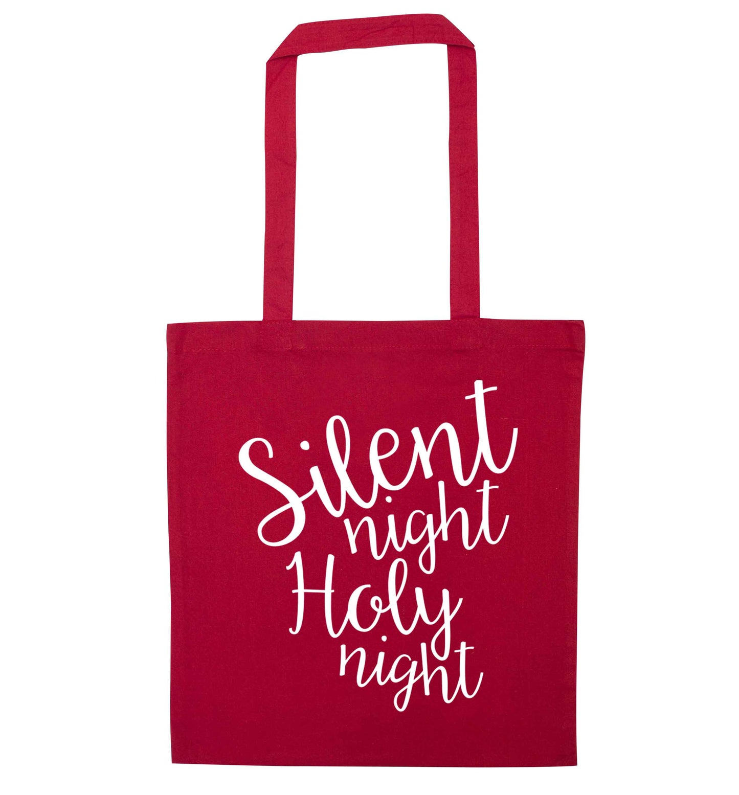 Silent night holy night red tote bag