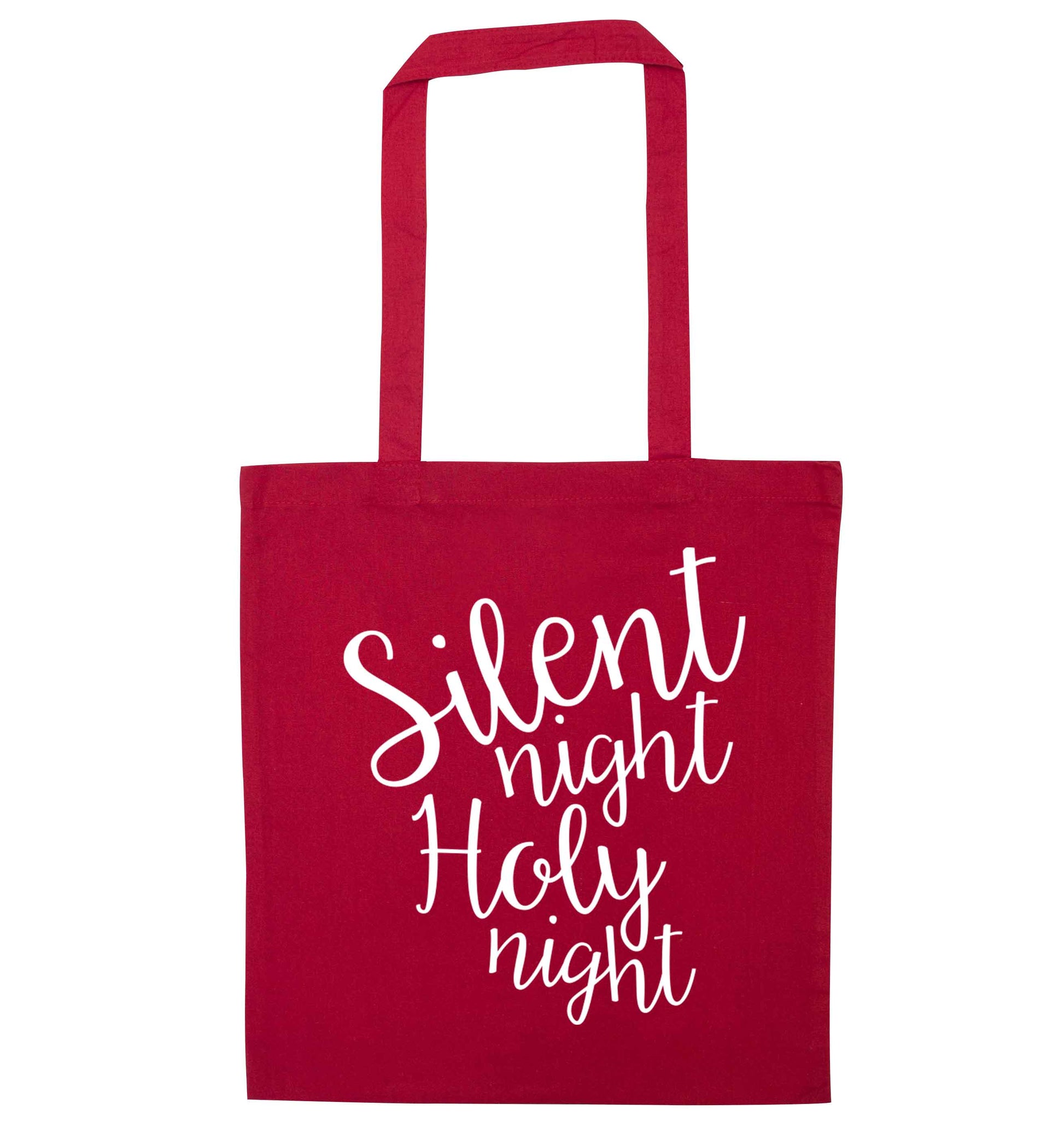 Silent night holy night red tote bag
